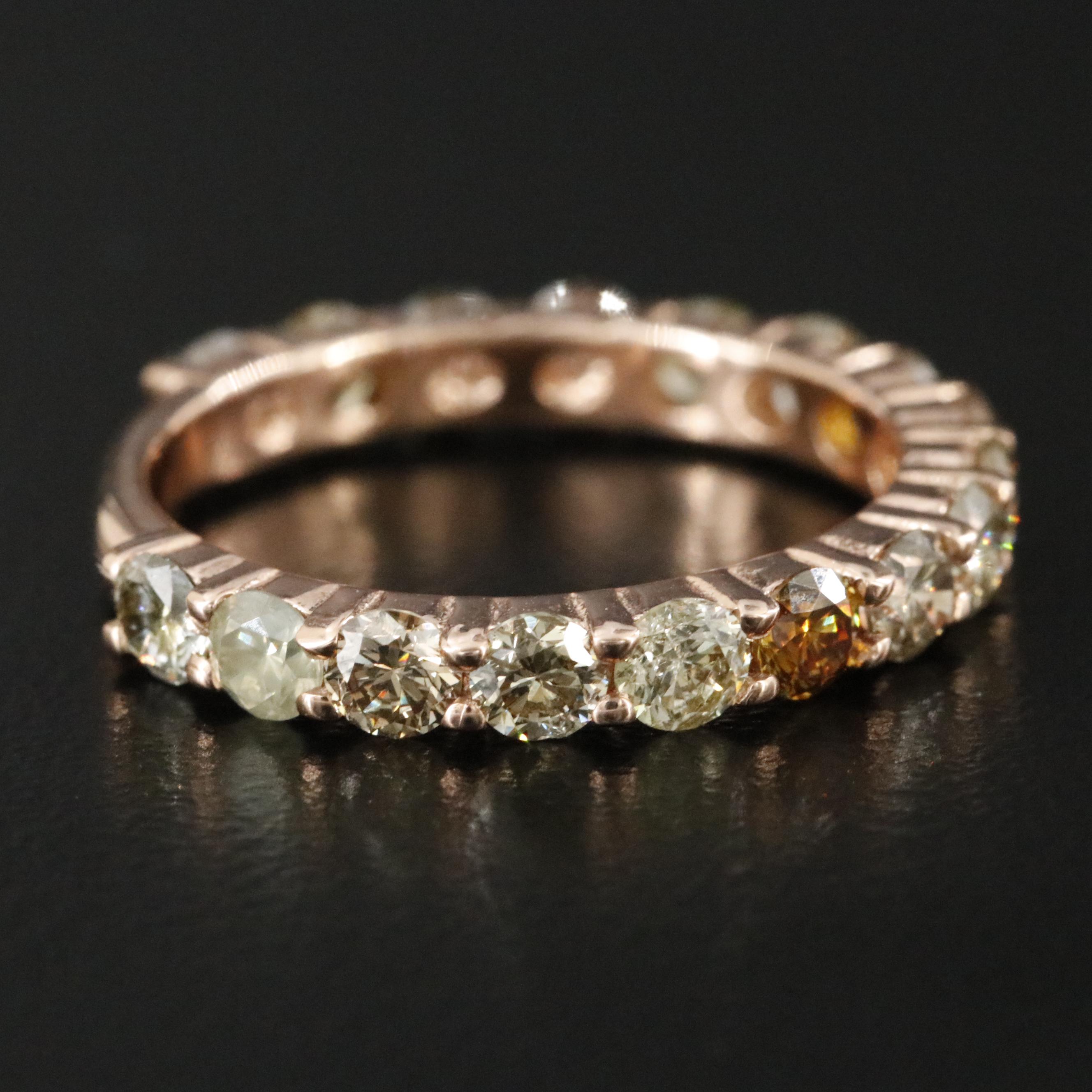 14K 2.00 CTW Diamond Ring Featuring Fancy Colors and IGI Jewelry Report