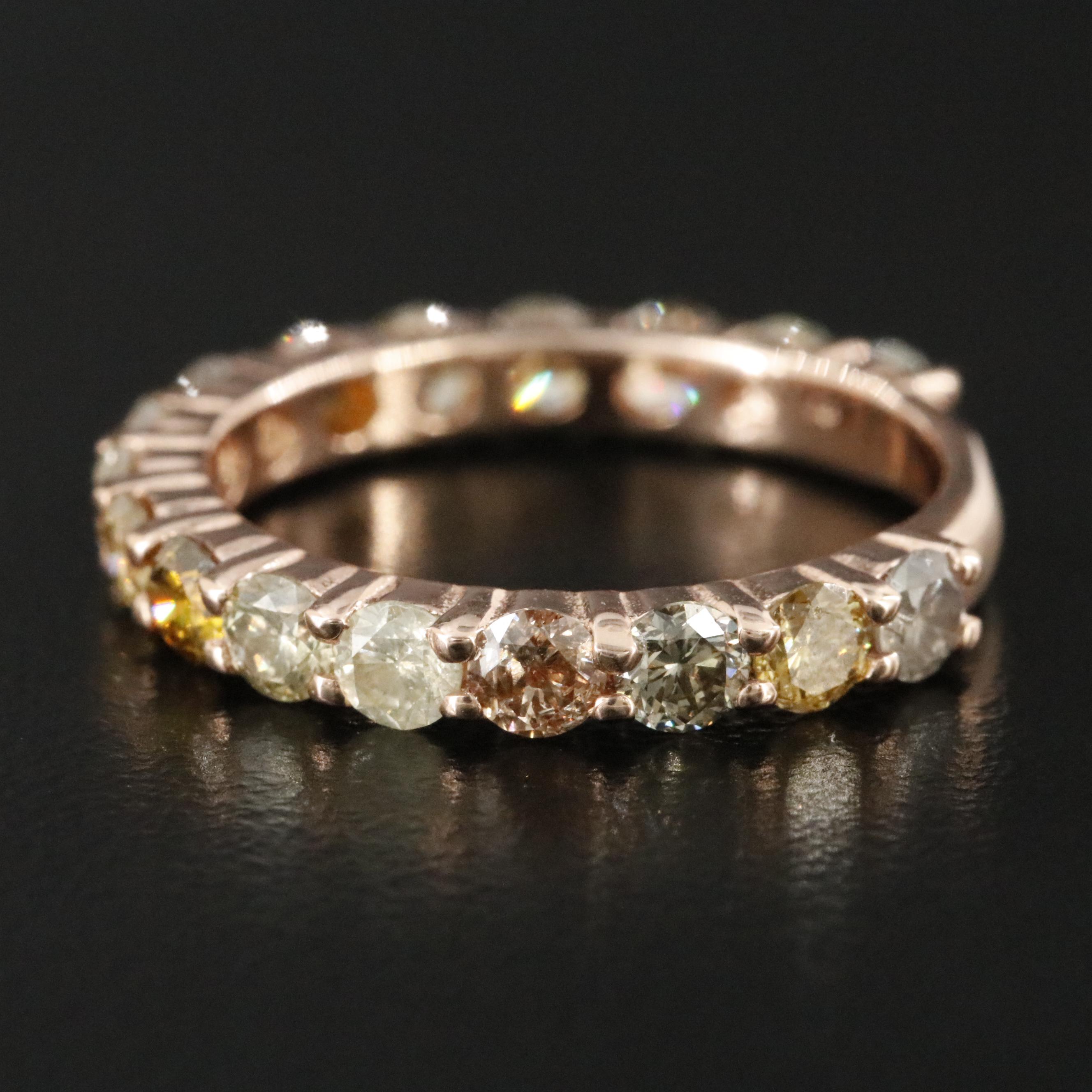 14K 2.00 CTW Diamond Ring Featuring Fancy Colors and IGI Jewelry Report