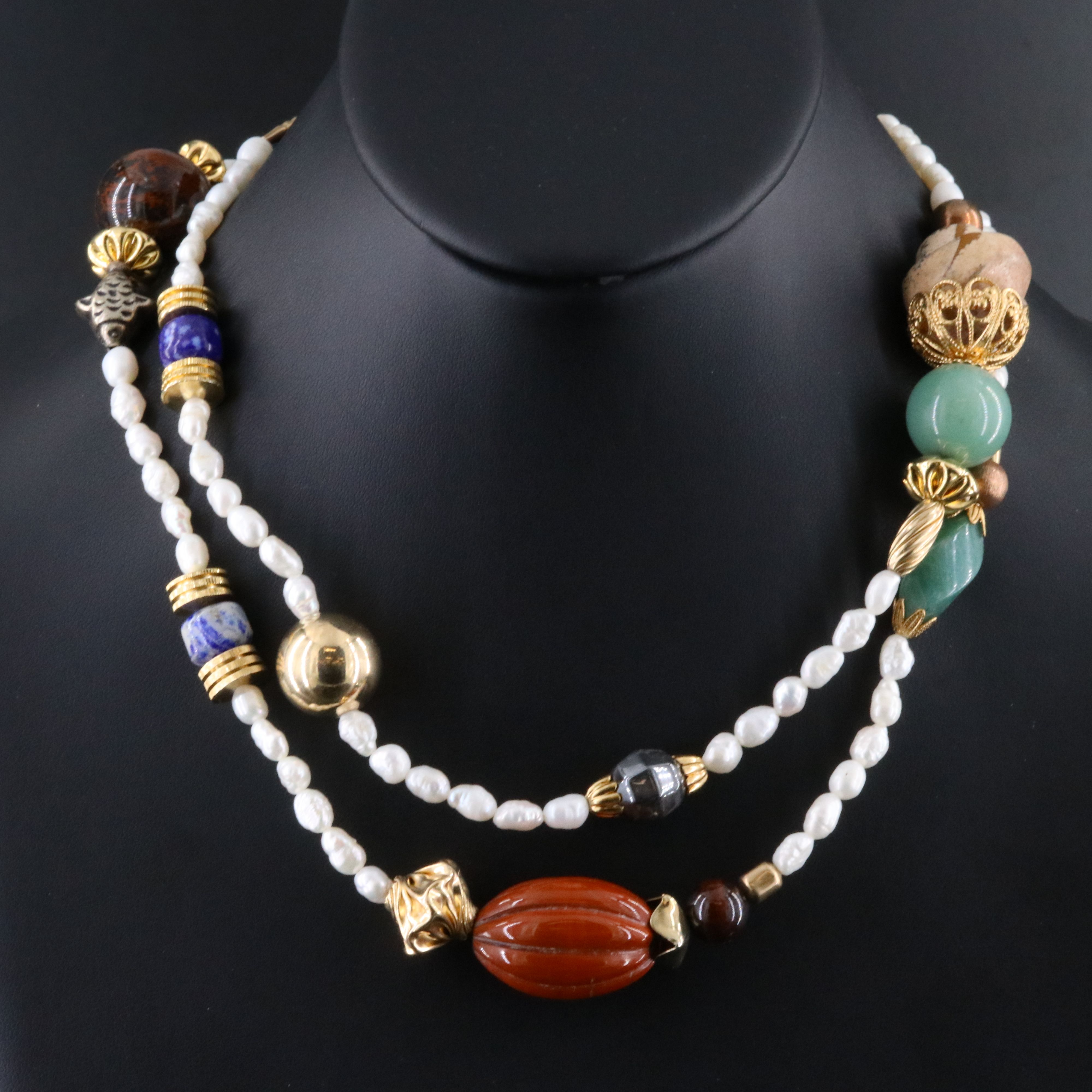 Pearl and Multi Gemstone Necklace
