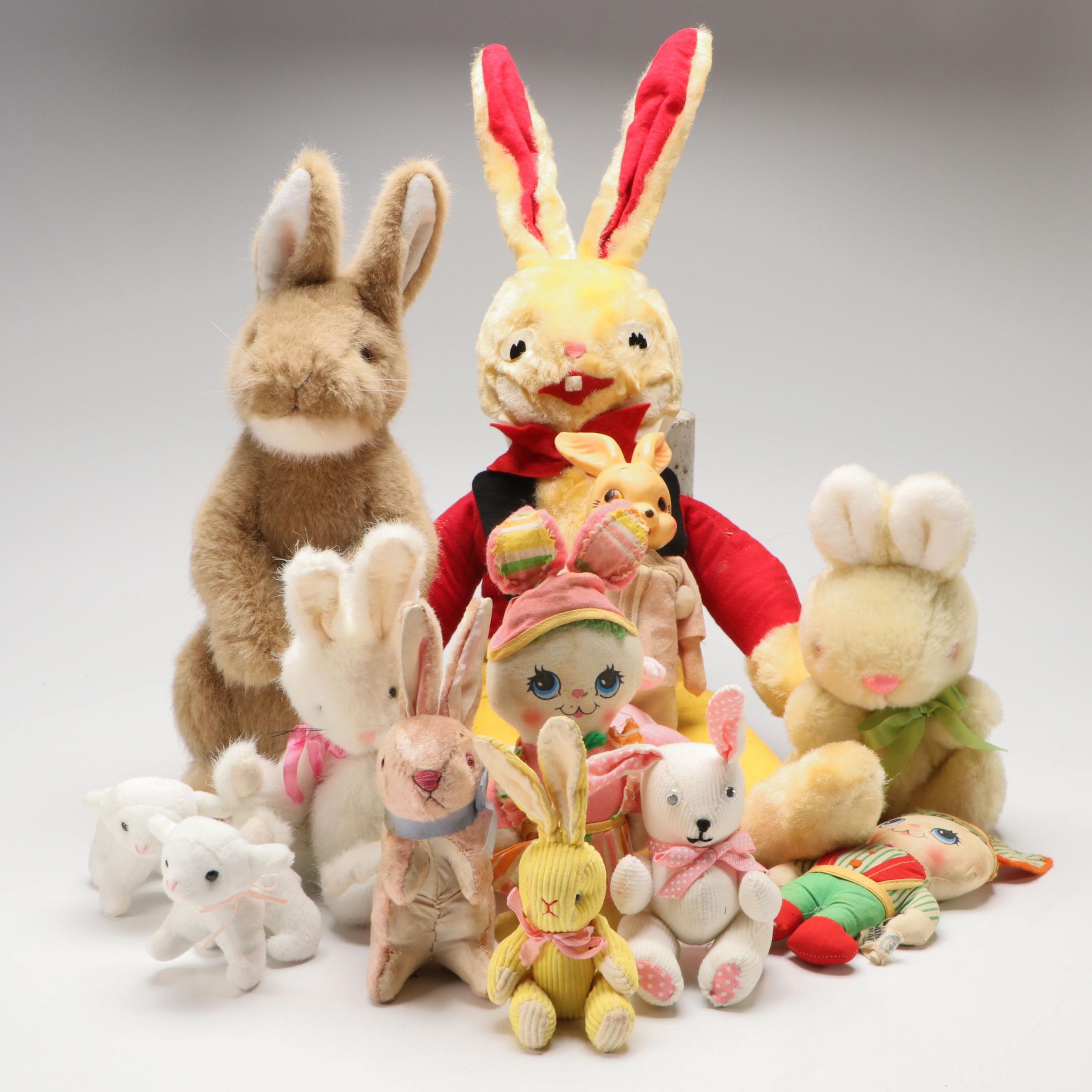 Vintage Stuffed Toy Bunnies and Lambs