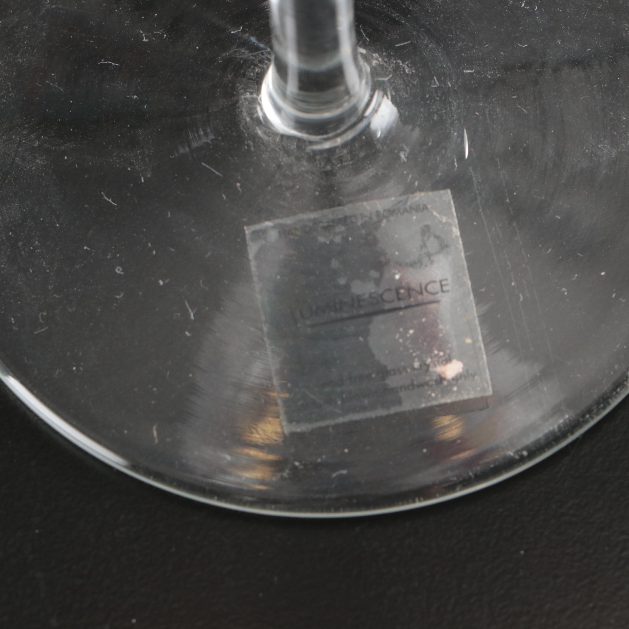 Luminescence Romanian Crystal Ice Bucket, Stemware, and Pitcher