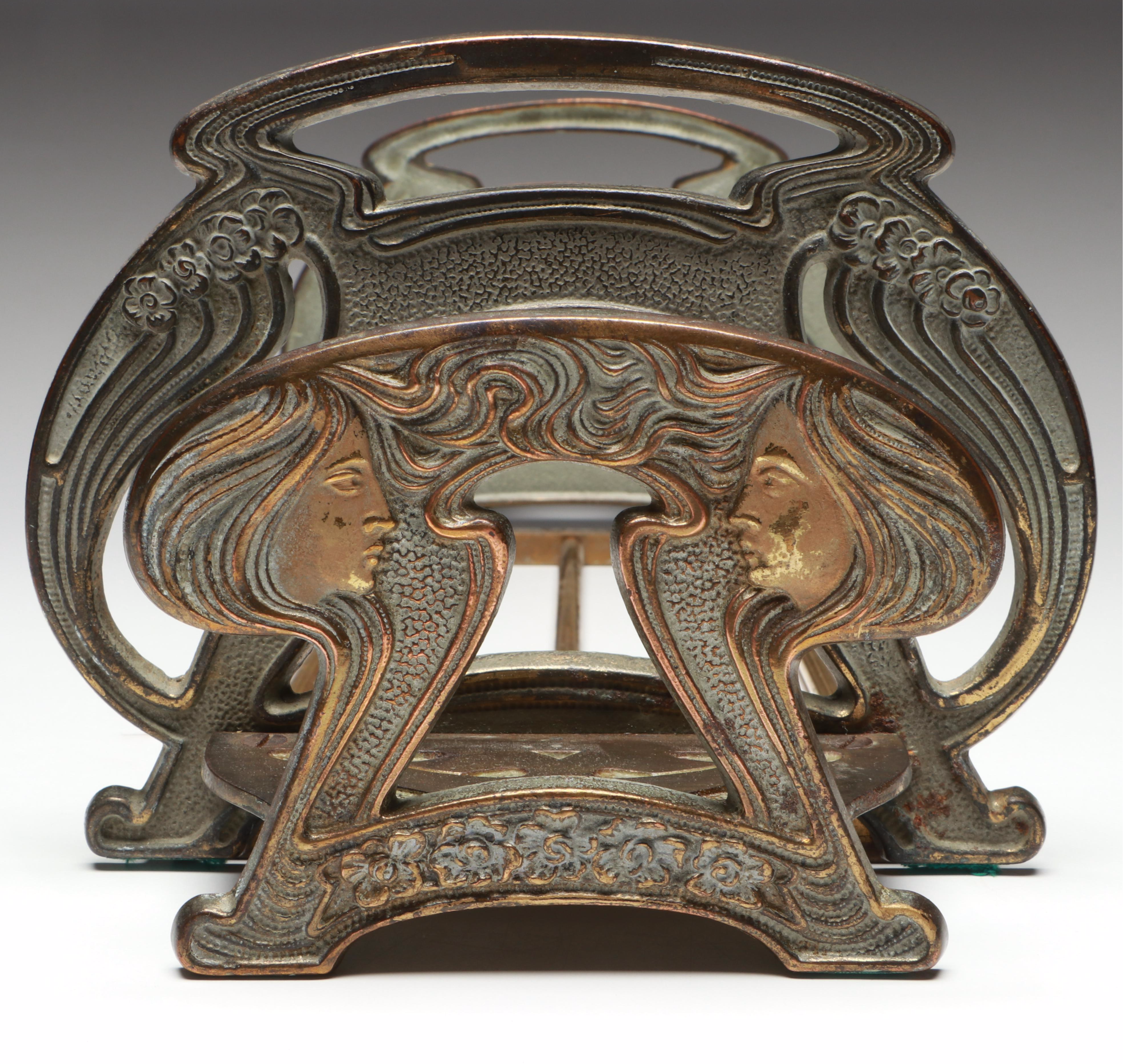 Victorian and Art Nouveau Style Adjustable Brass Bookends