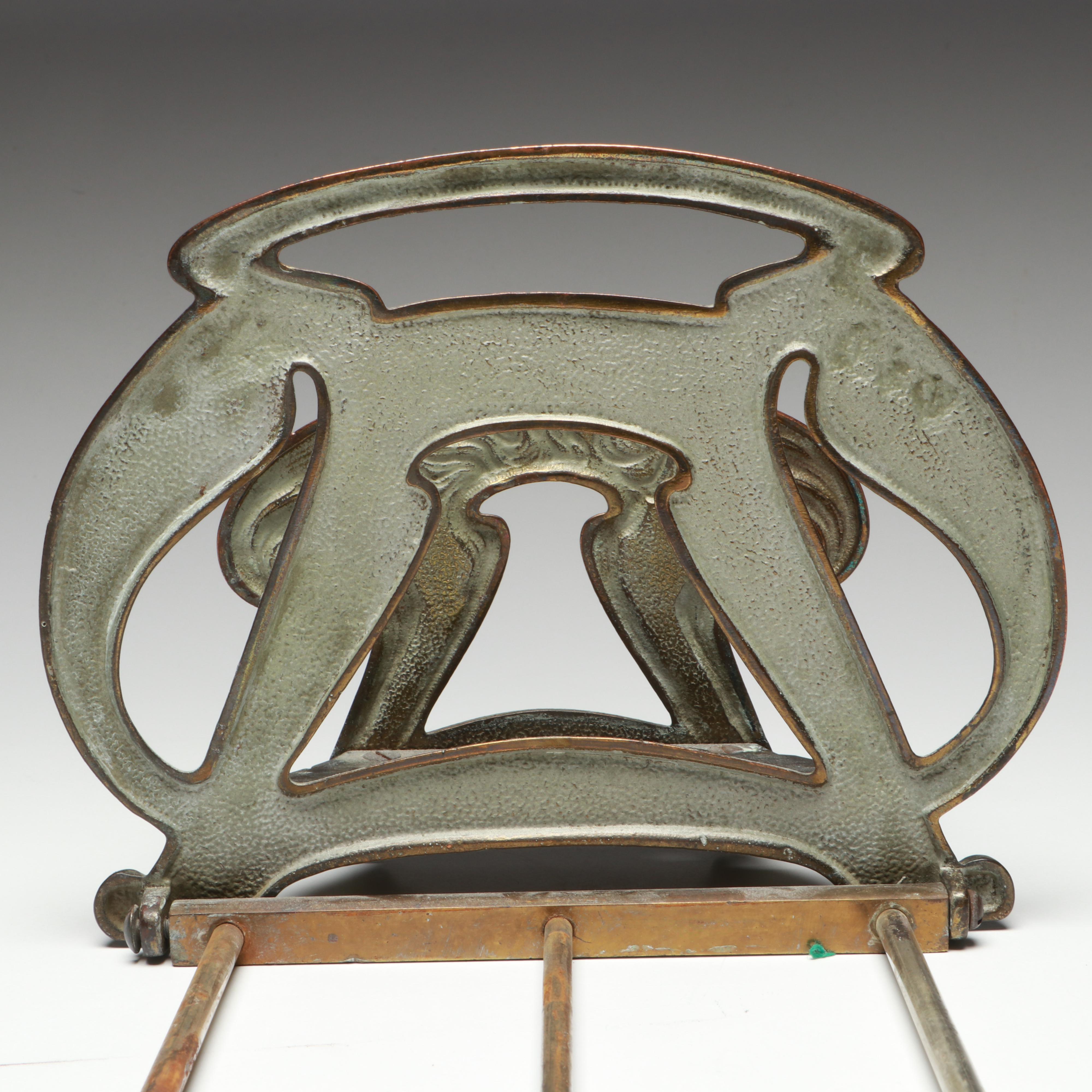 Victorian and Art Nouveau Style Adjustable Brass Bookends