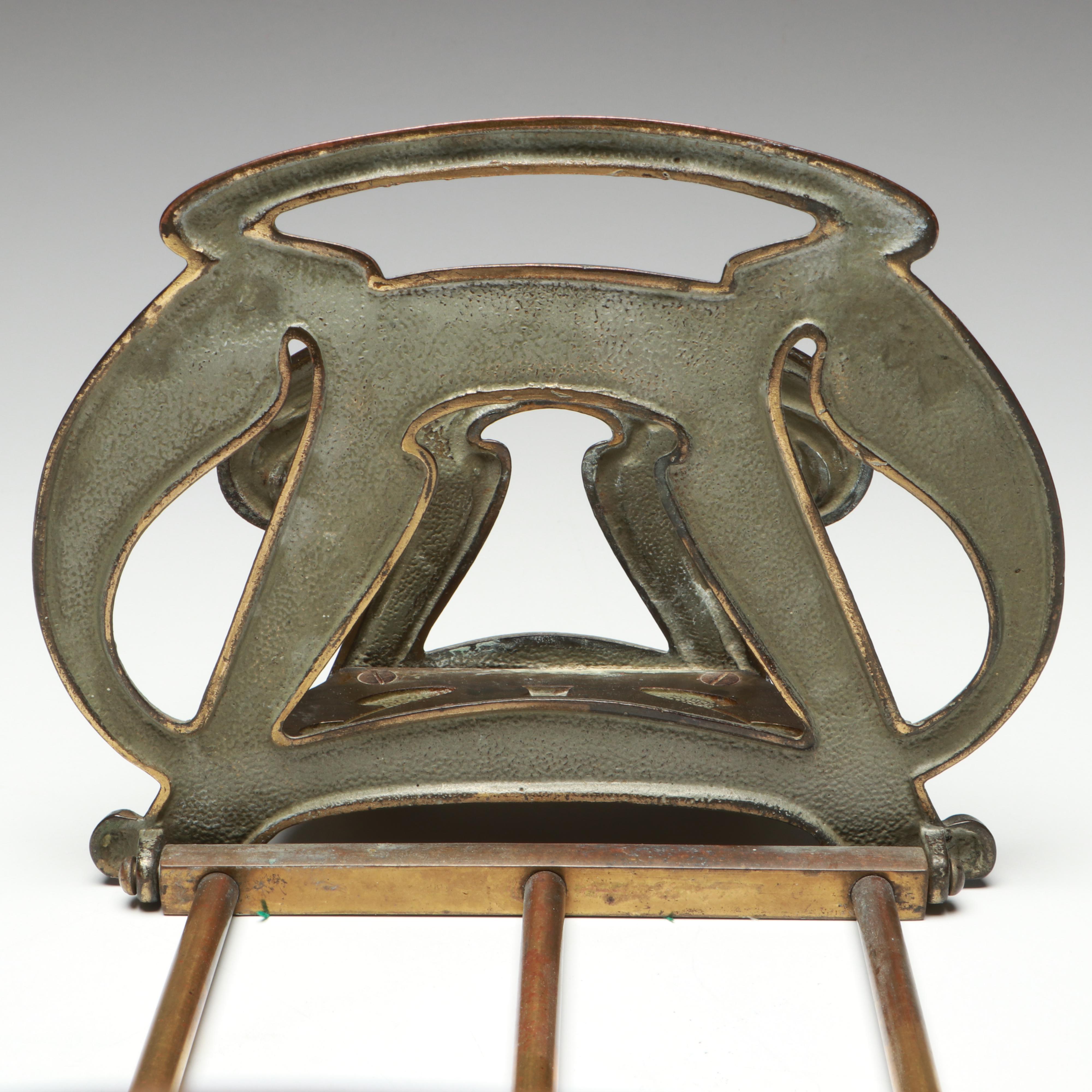 Victorian and Art Nouveau Style Adjustable Brass Bookends