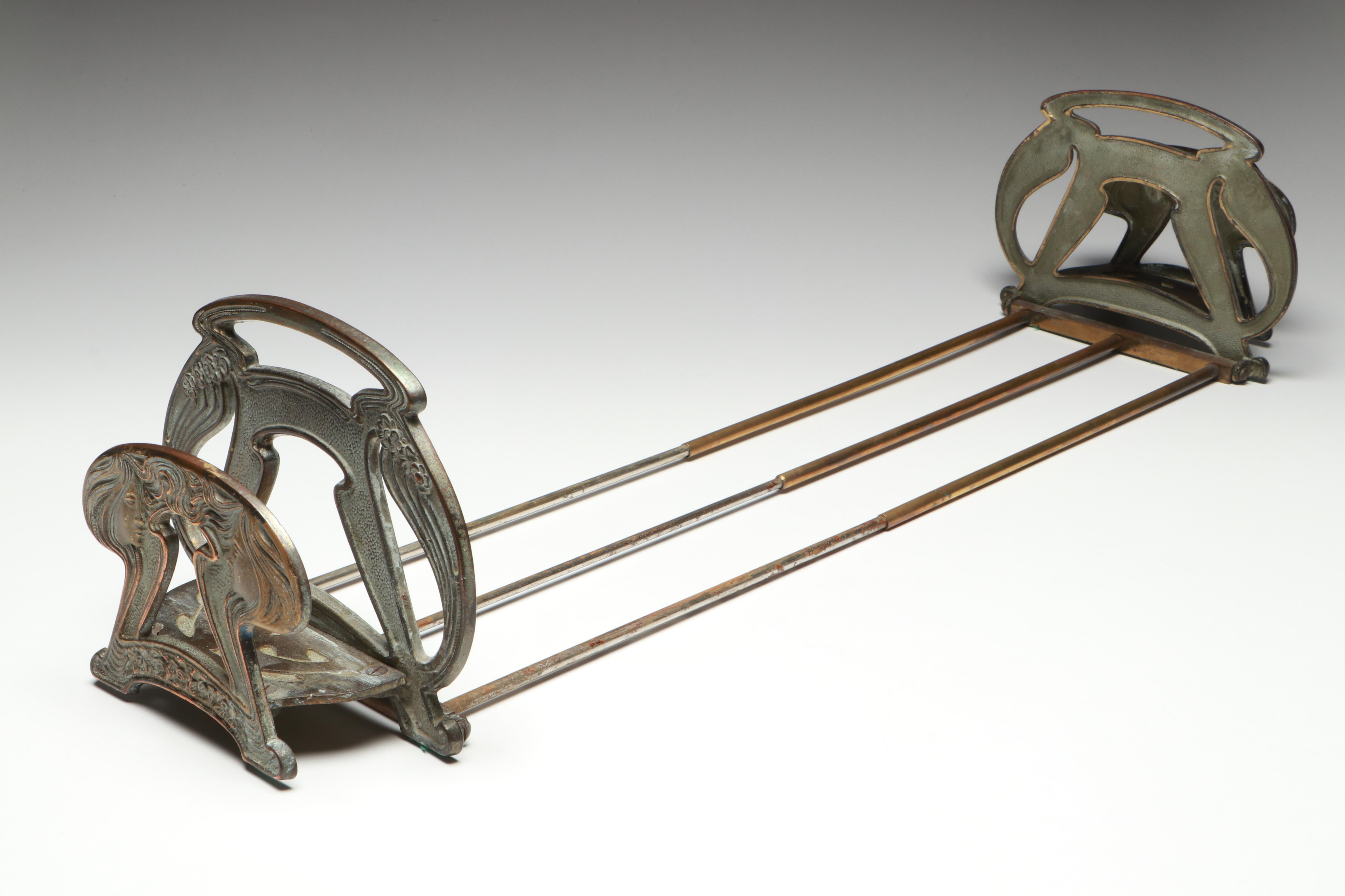 Victorian and Art Nouveau Style Adjustable Brass Bookends