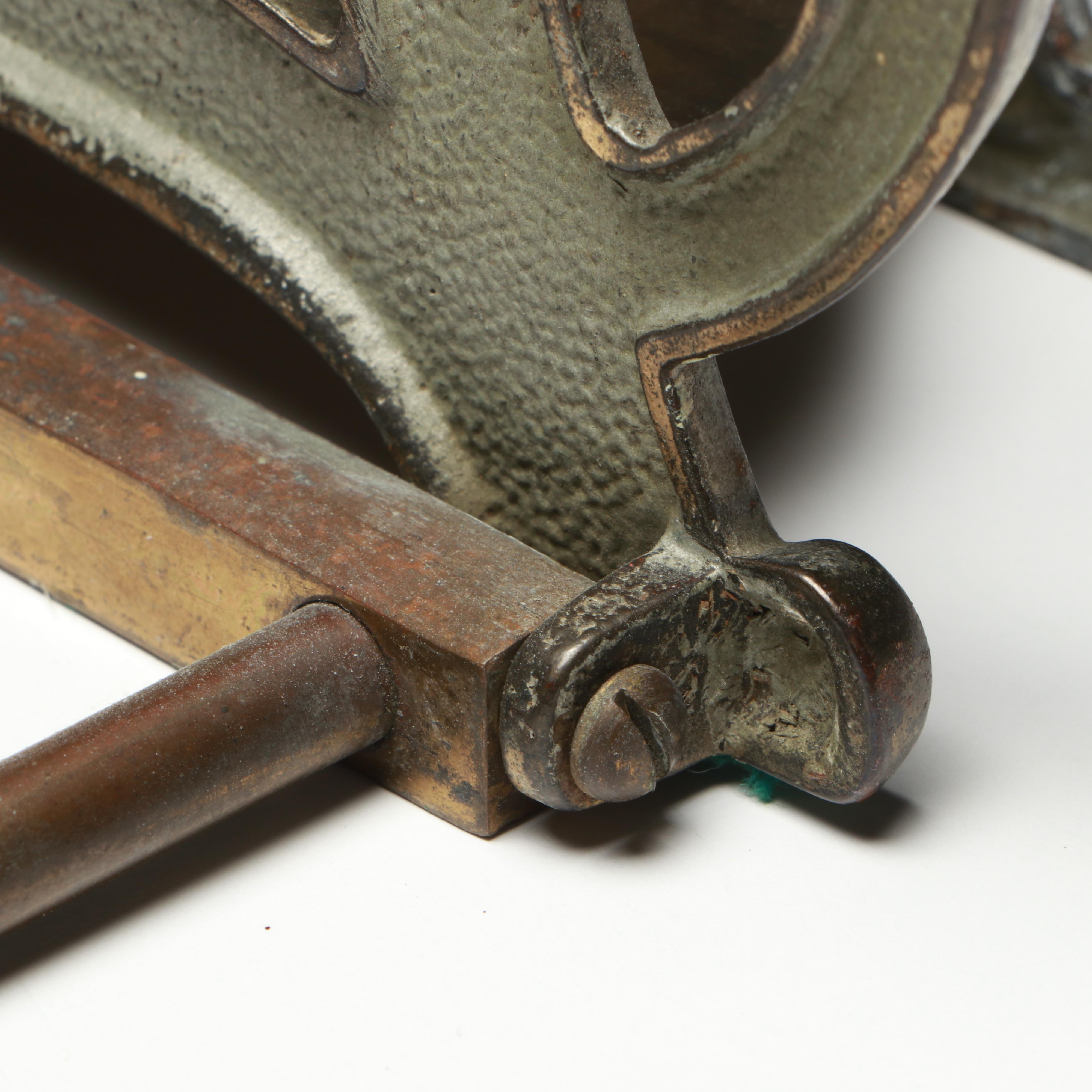 Victorian and Art Nouveau Style Adjustable Brass Bookends