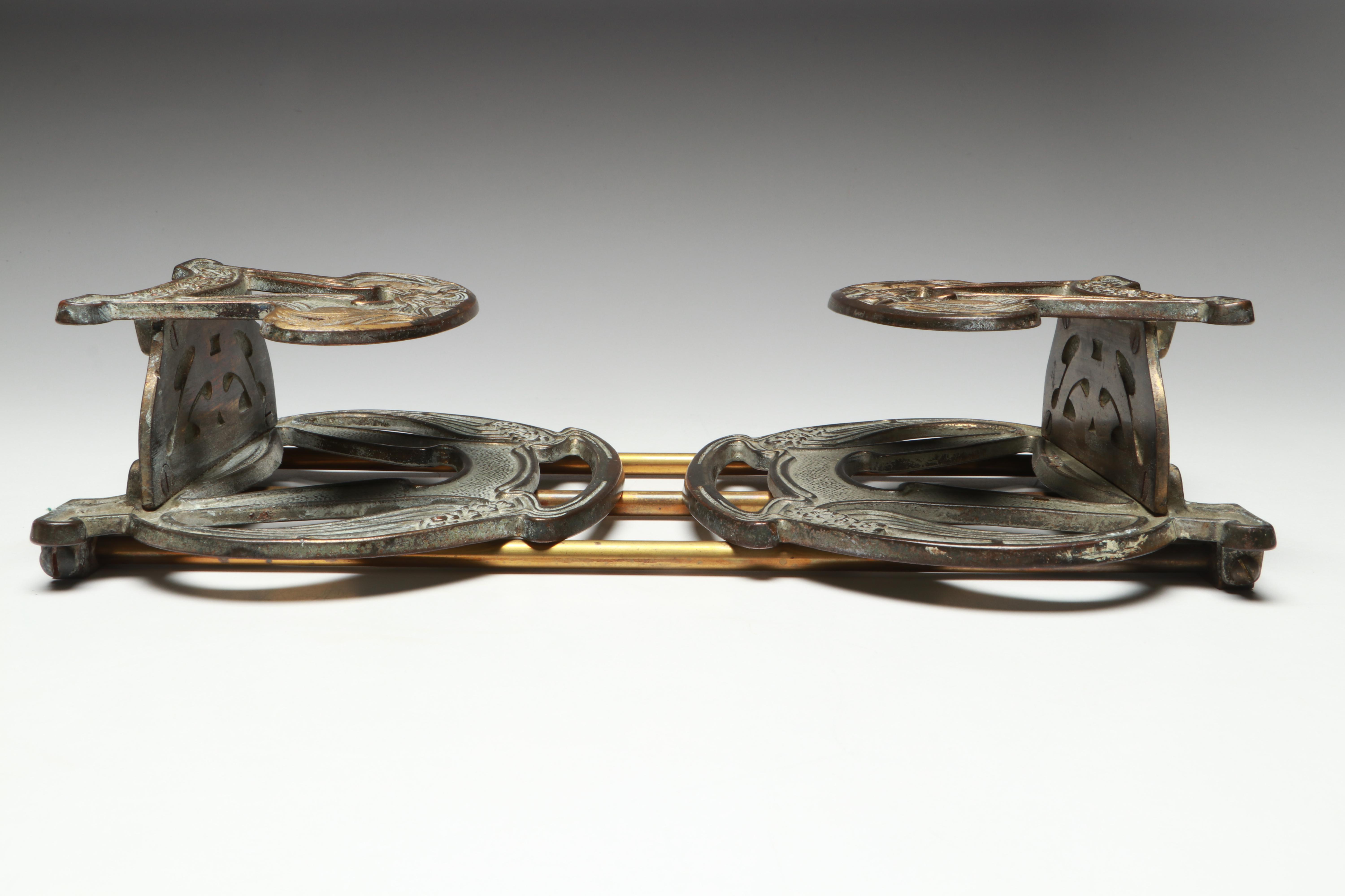 Victorian and Art Nouveau Style Adjustable Brass Bookends