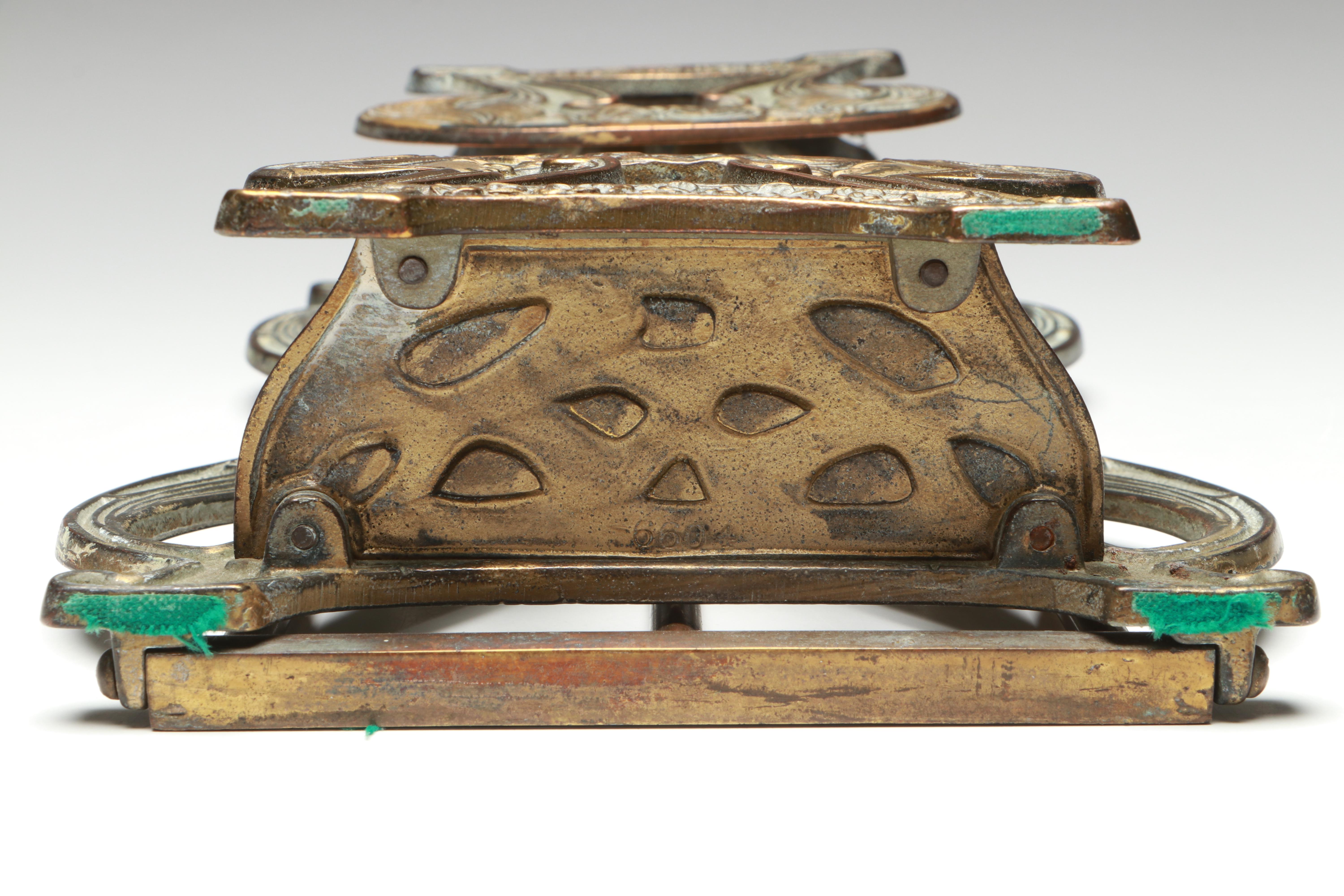 Victorian and Art Nouveau Style Adjustable Brass Bookends