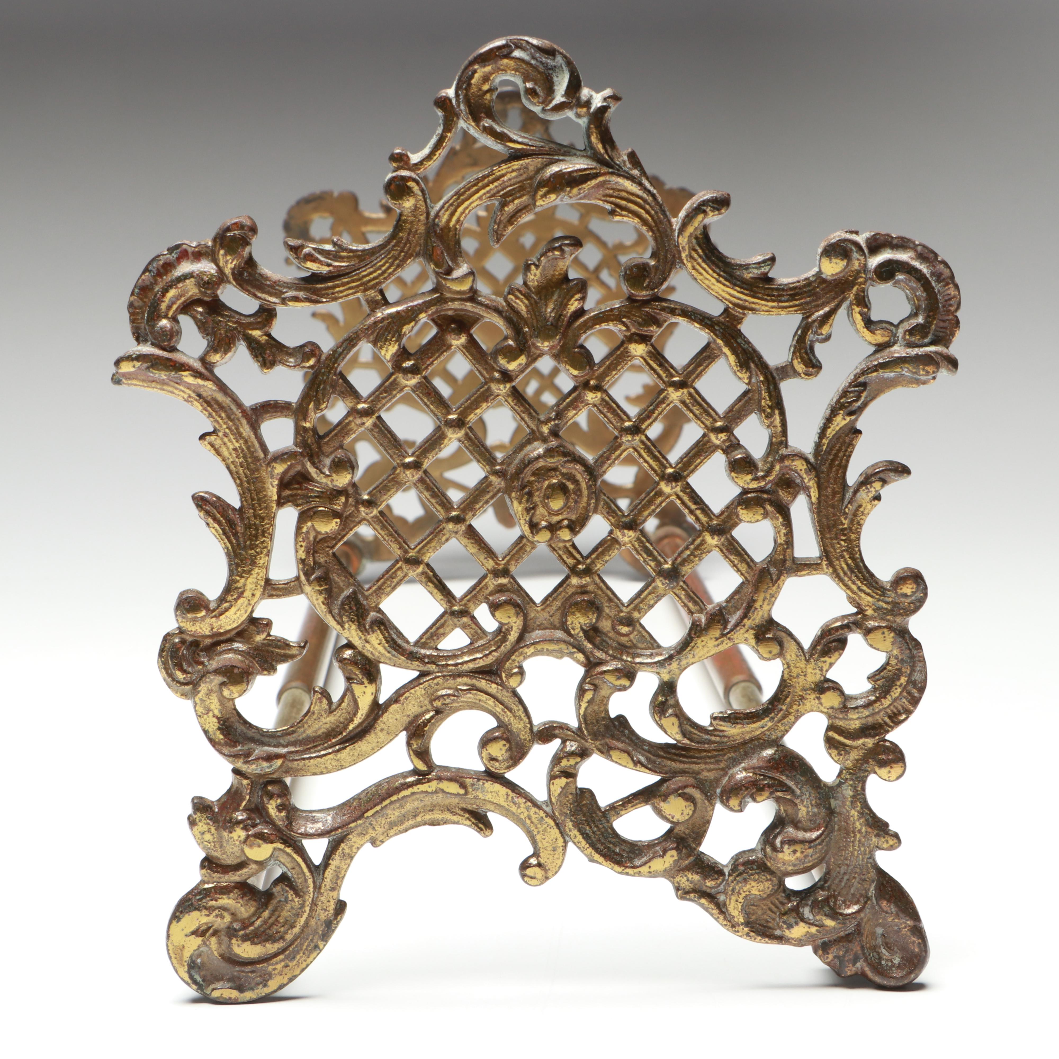 Victorian and Art Nouveau Style Adjustable Brass Bookends