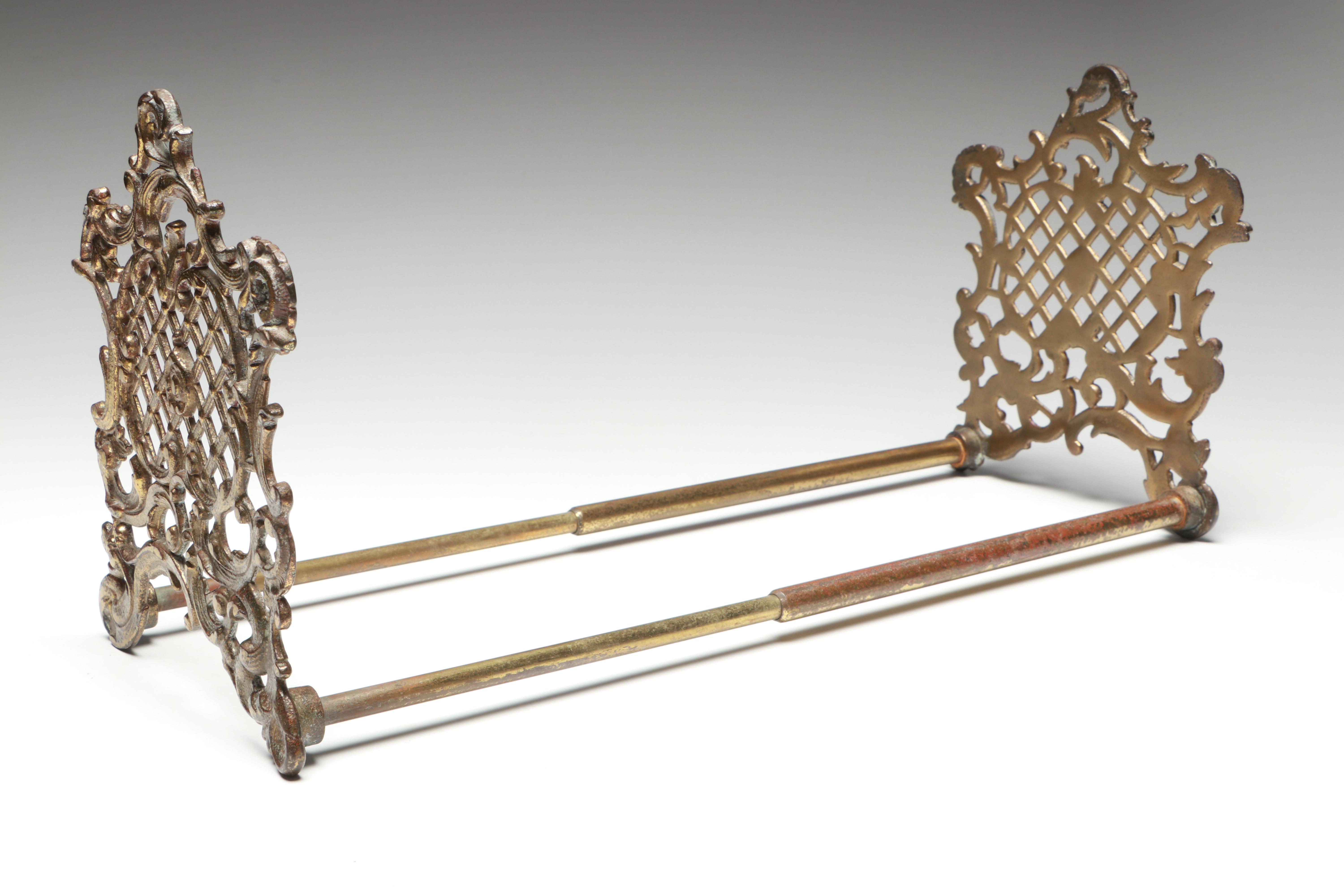 Victorian and Art Nouveau Style Adjustable Brass Bookends