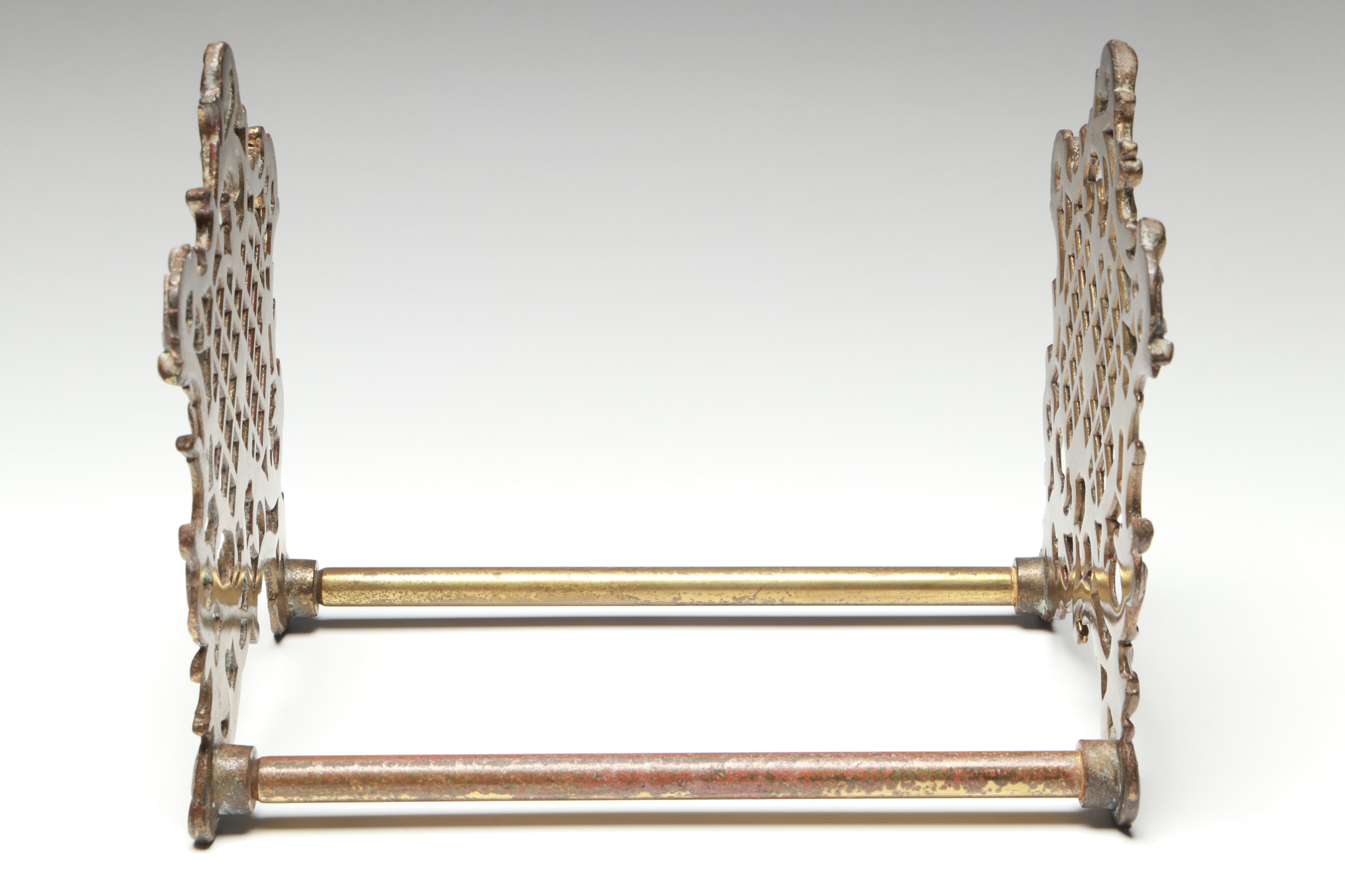 Victorian and Art Nouveau Style Adjustable Brass Bookends