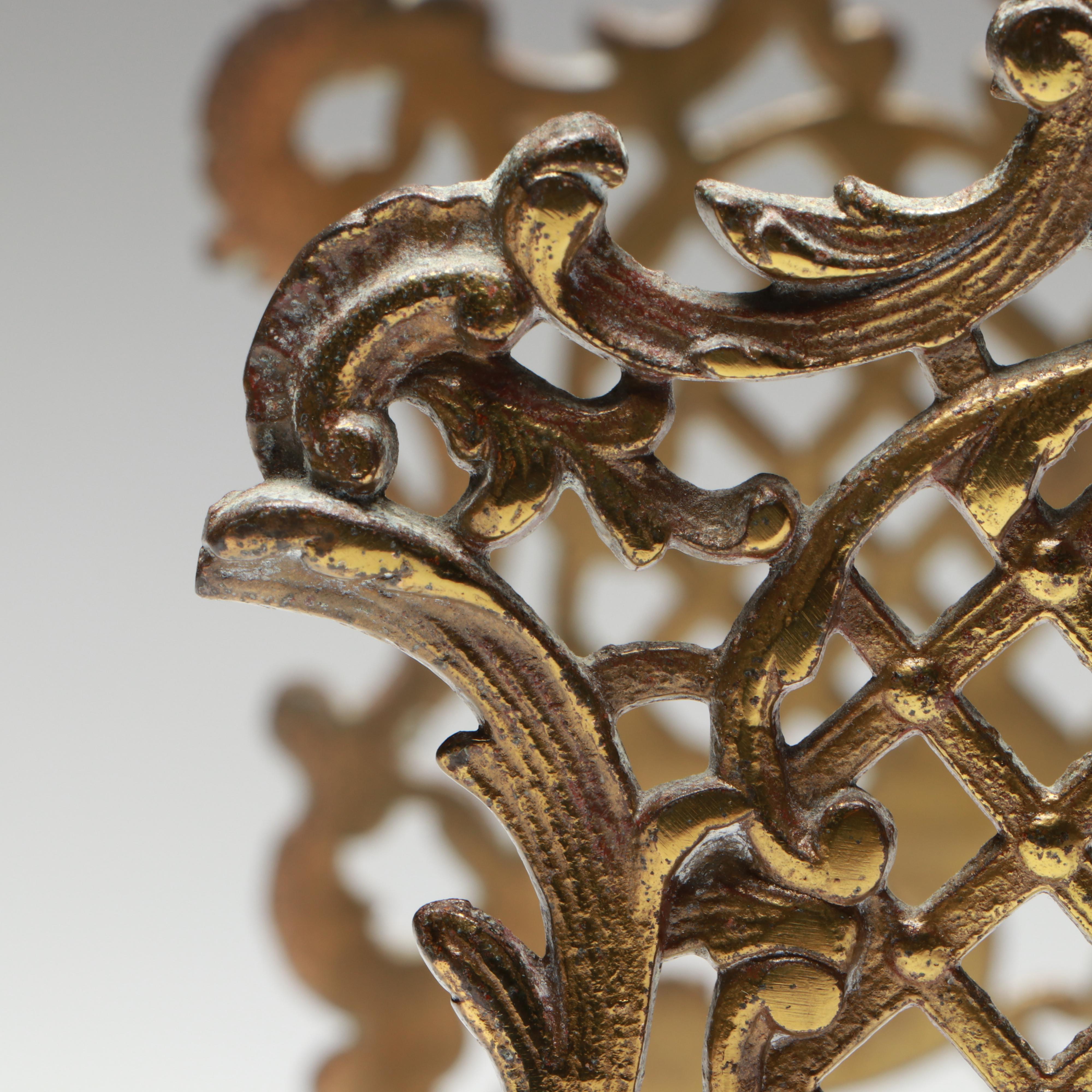 Victorian and Art Nouveau Style Adjustable Brass Bookends