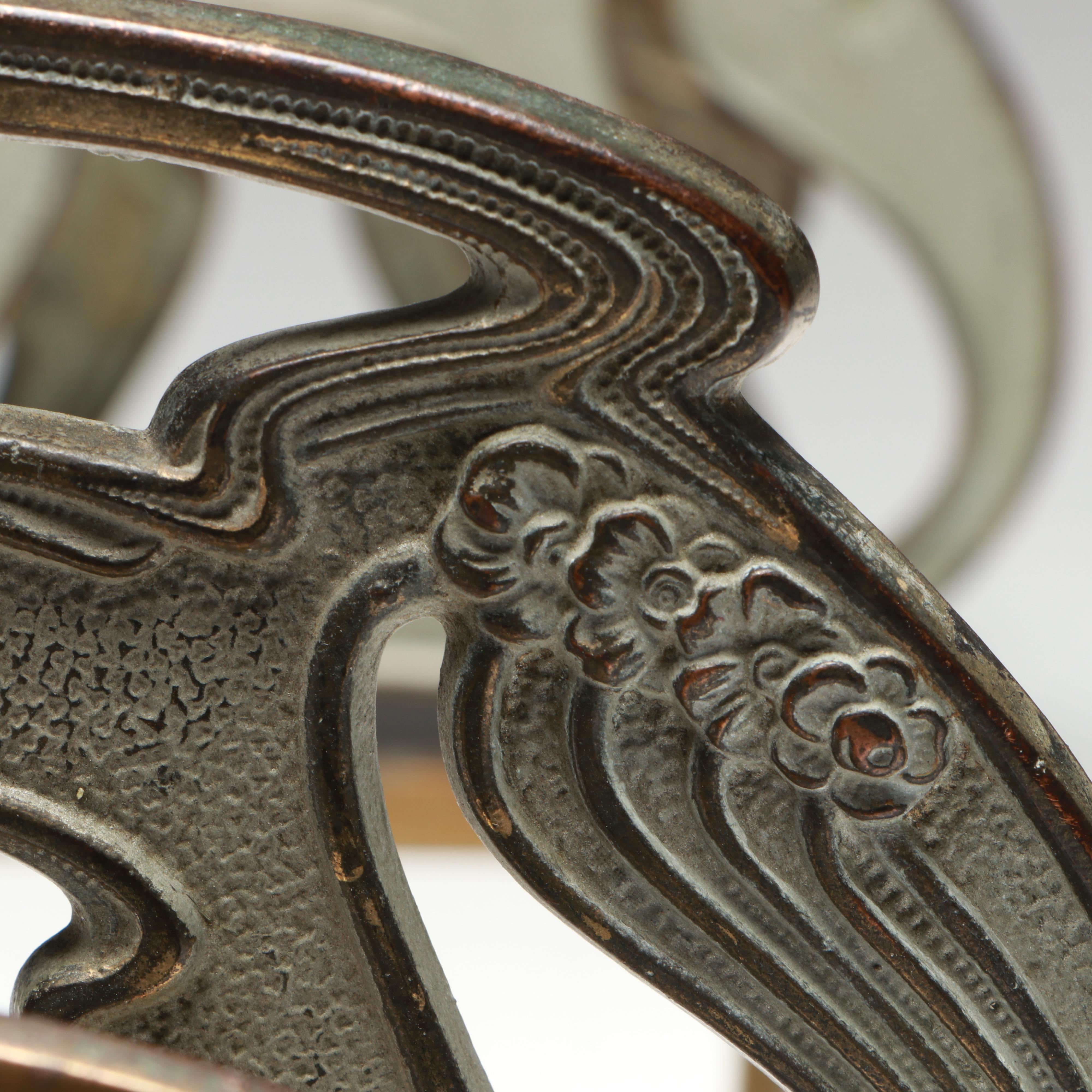 Victorian and Art Nouveau Style Adjustable Brass Bookends