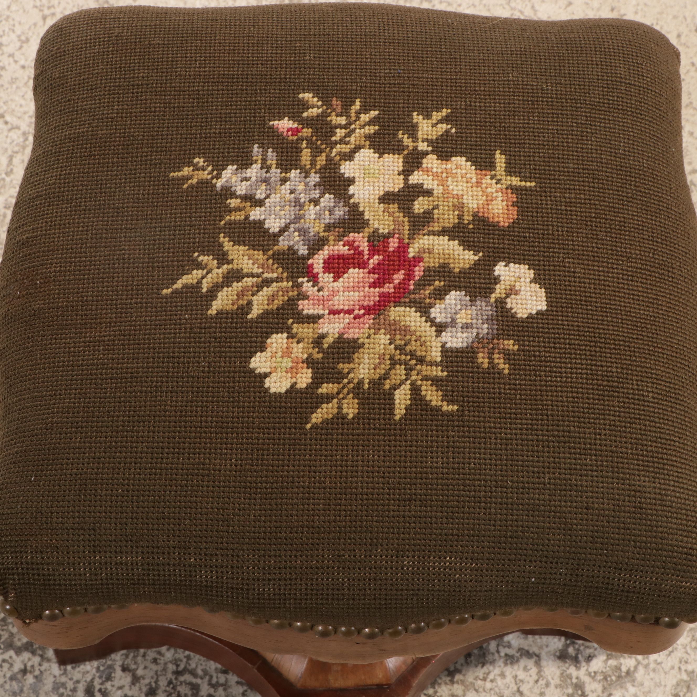 Victorian Walnut Piano Stool with Needlepoint Upholstered Seat