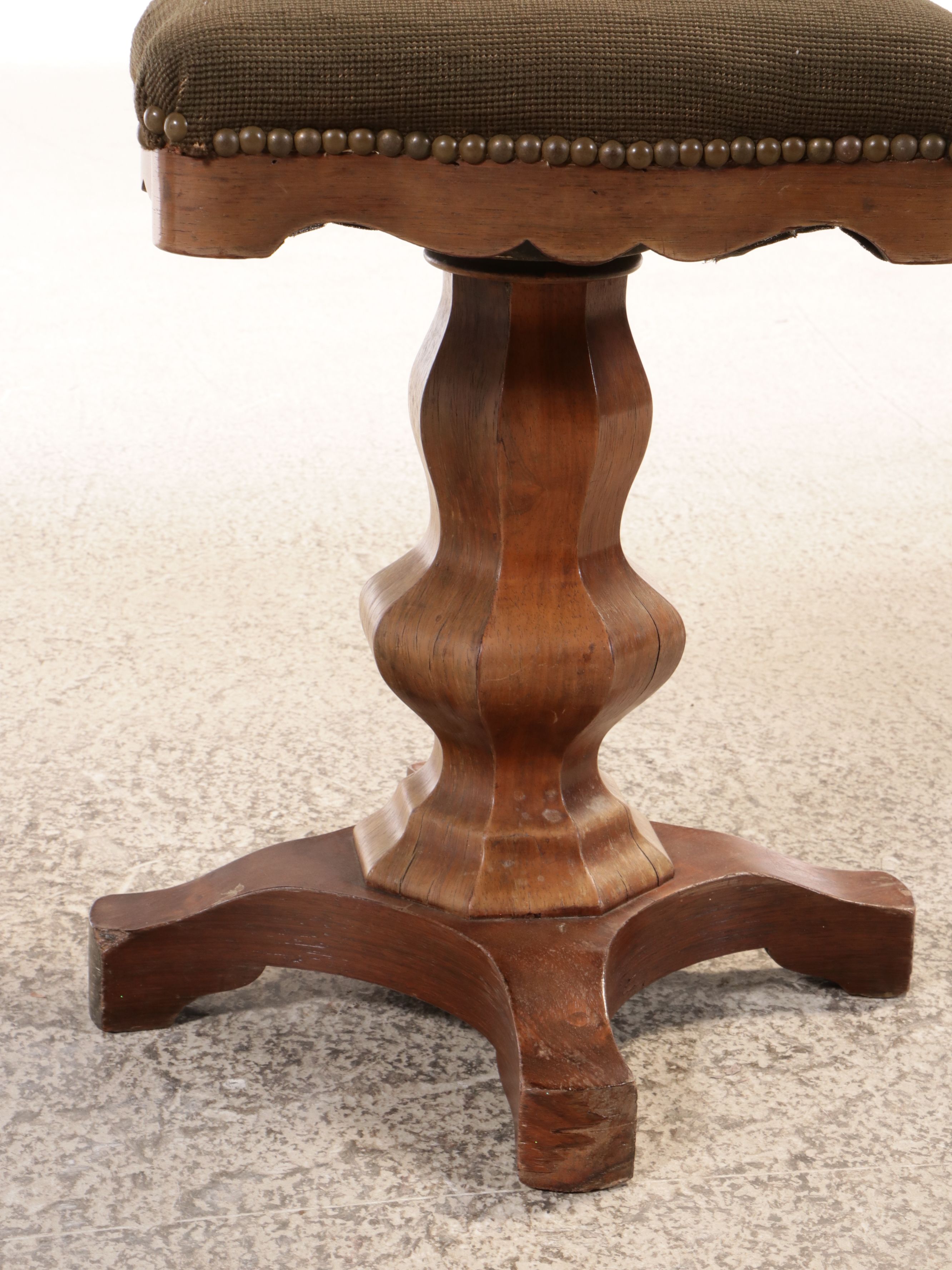 Victorian Walnut Piano Stool with Needlepoint Upholstered Seat