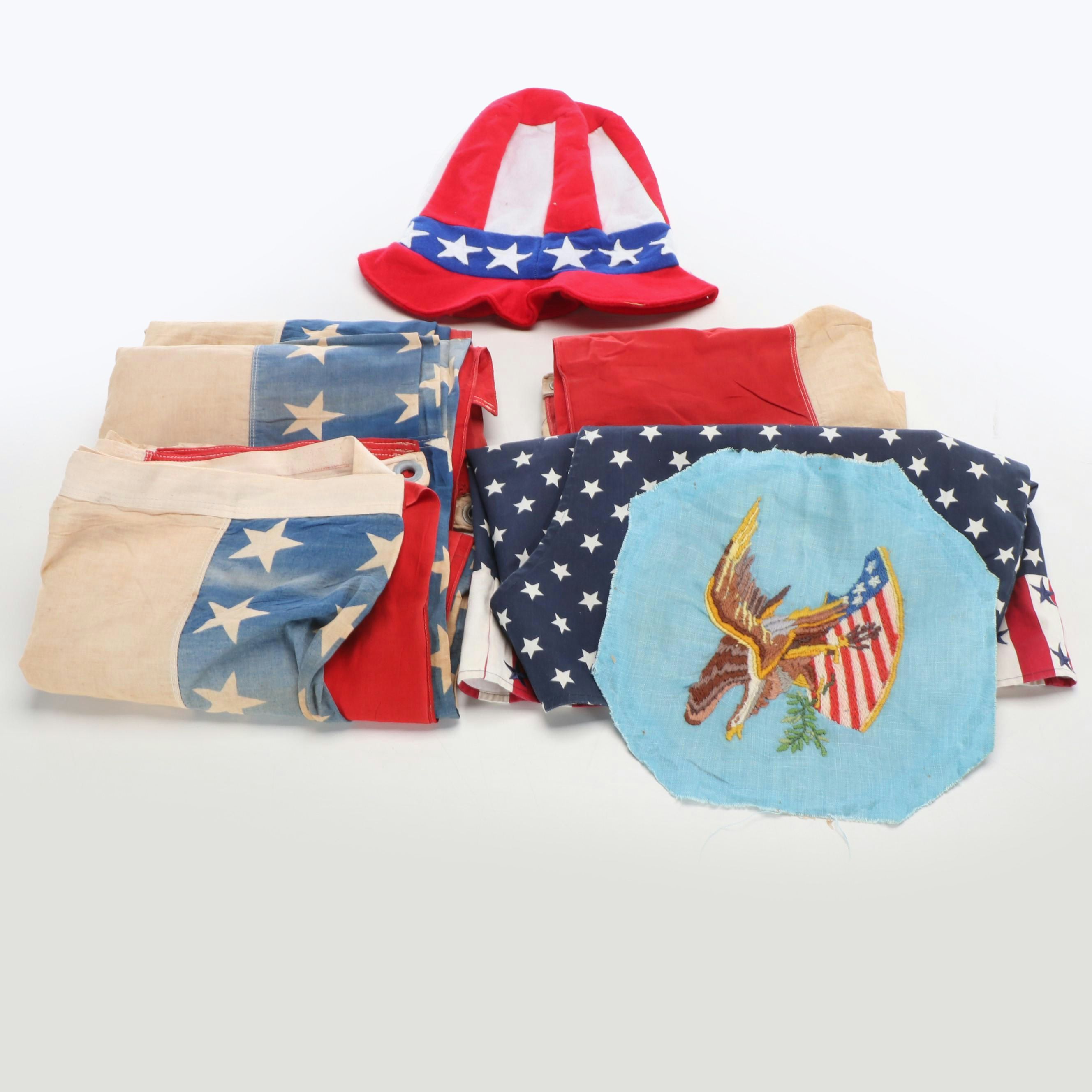 Vintage American Flags with Other Americana Decorative Textiles and Accessories