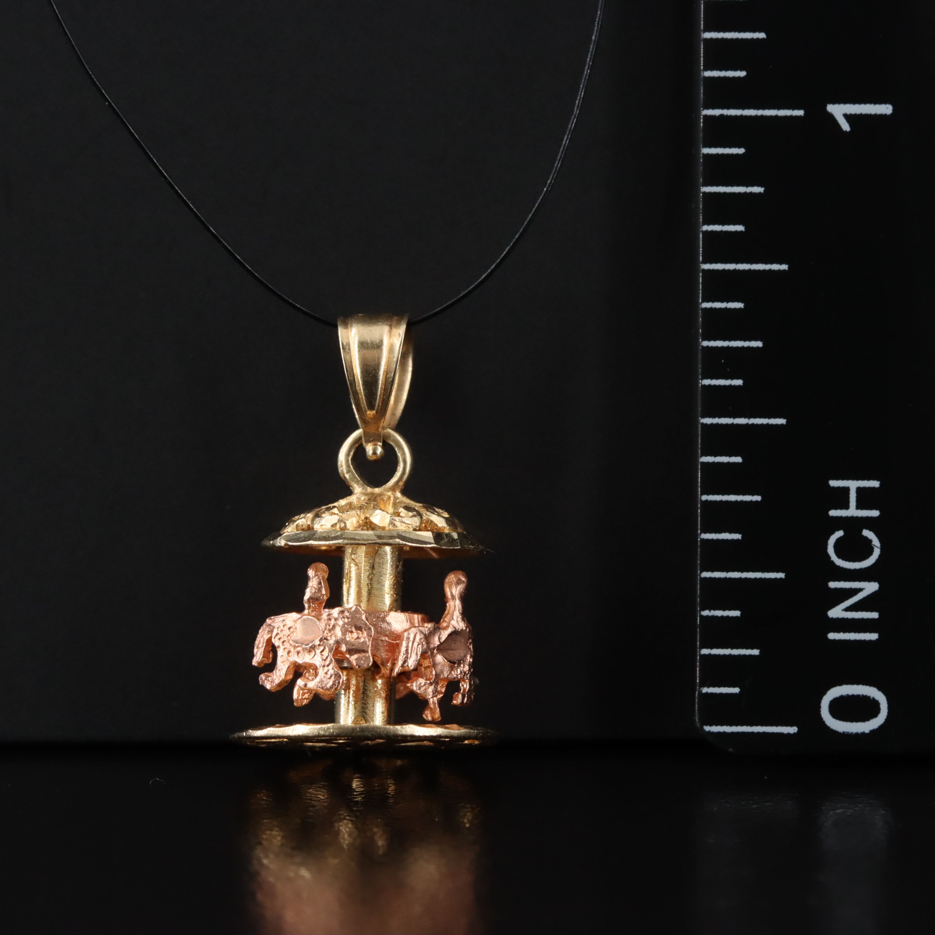 14K Two-Tone Gold Articulated Merry-Go-Round Charm Pendant