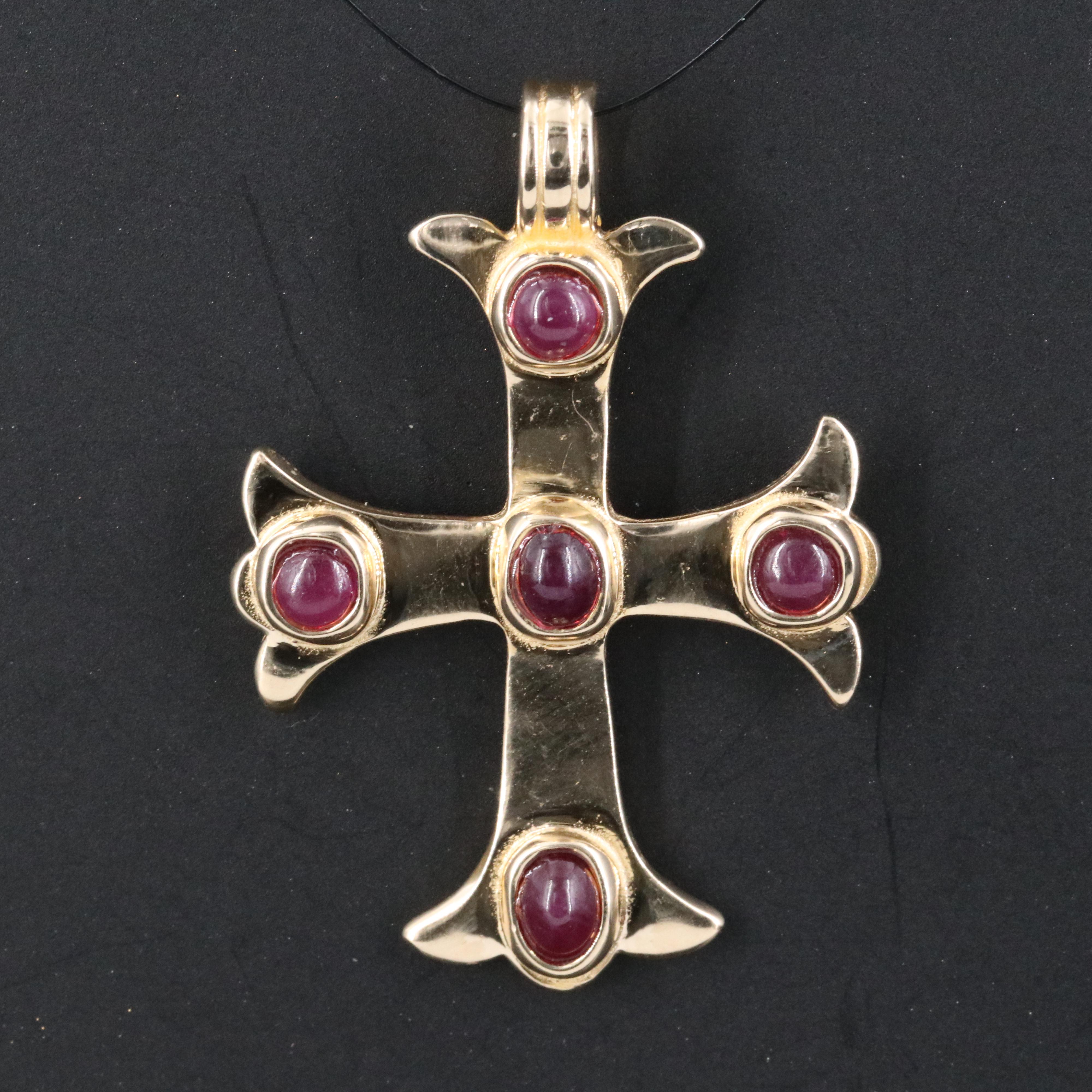 14K Ruby Accented Cross Pendant