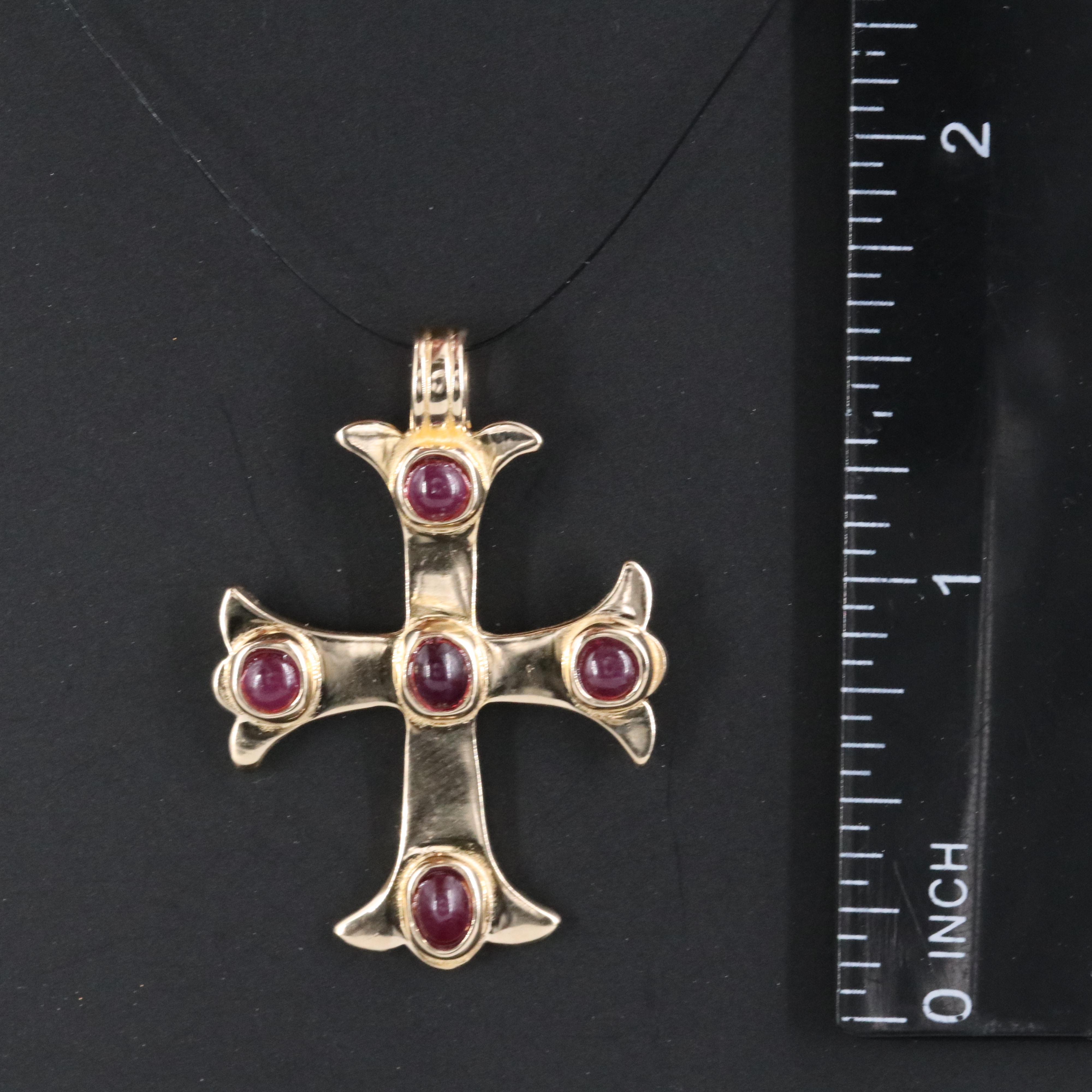 14K Ruby Accented Cross Pendant
