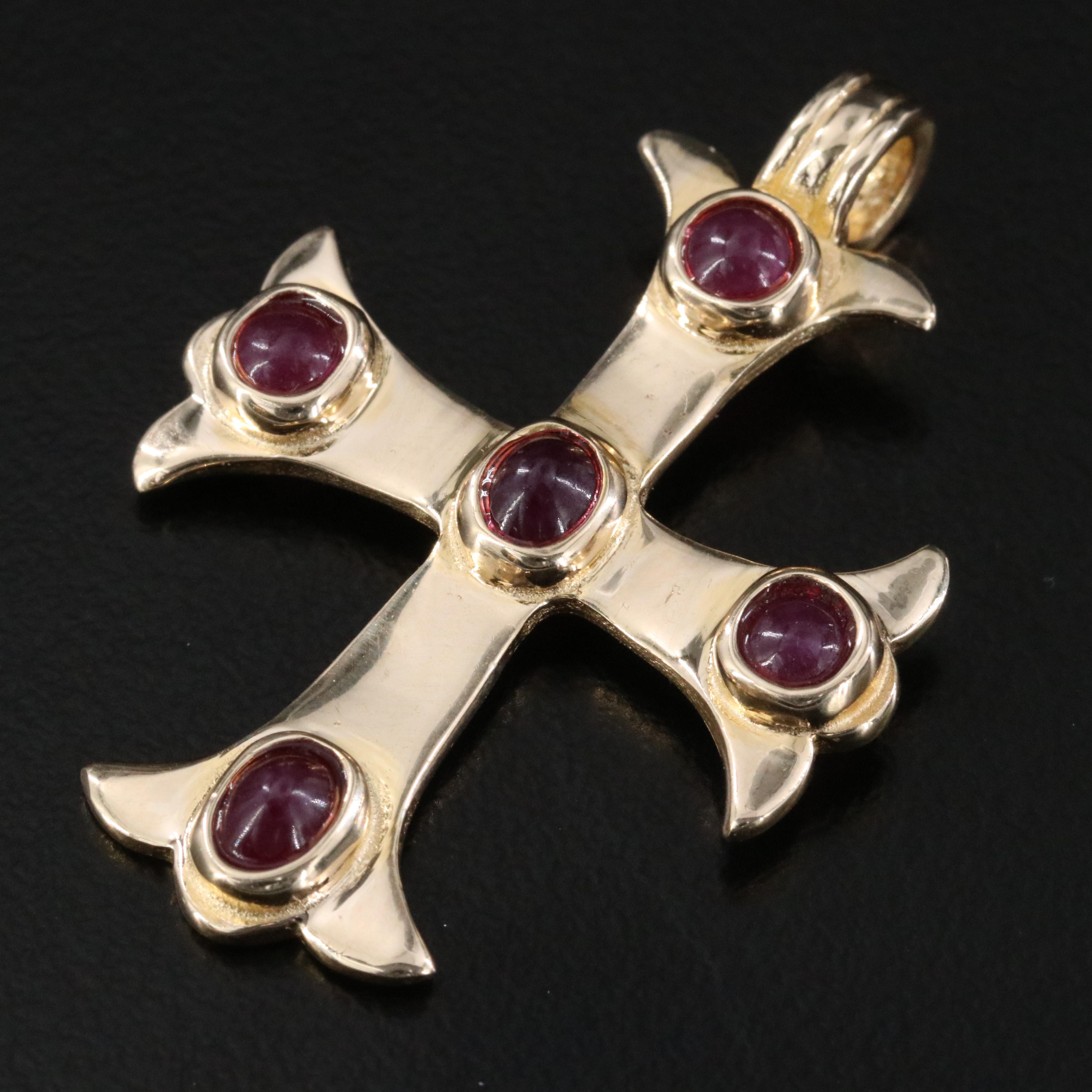 14K Ruby Accented Cross Pendant