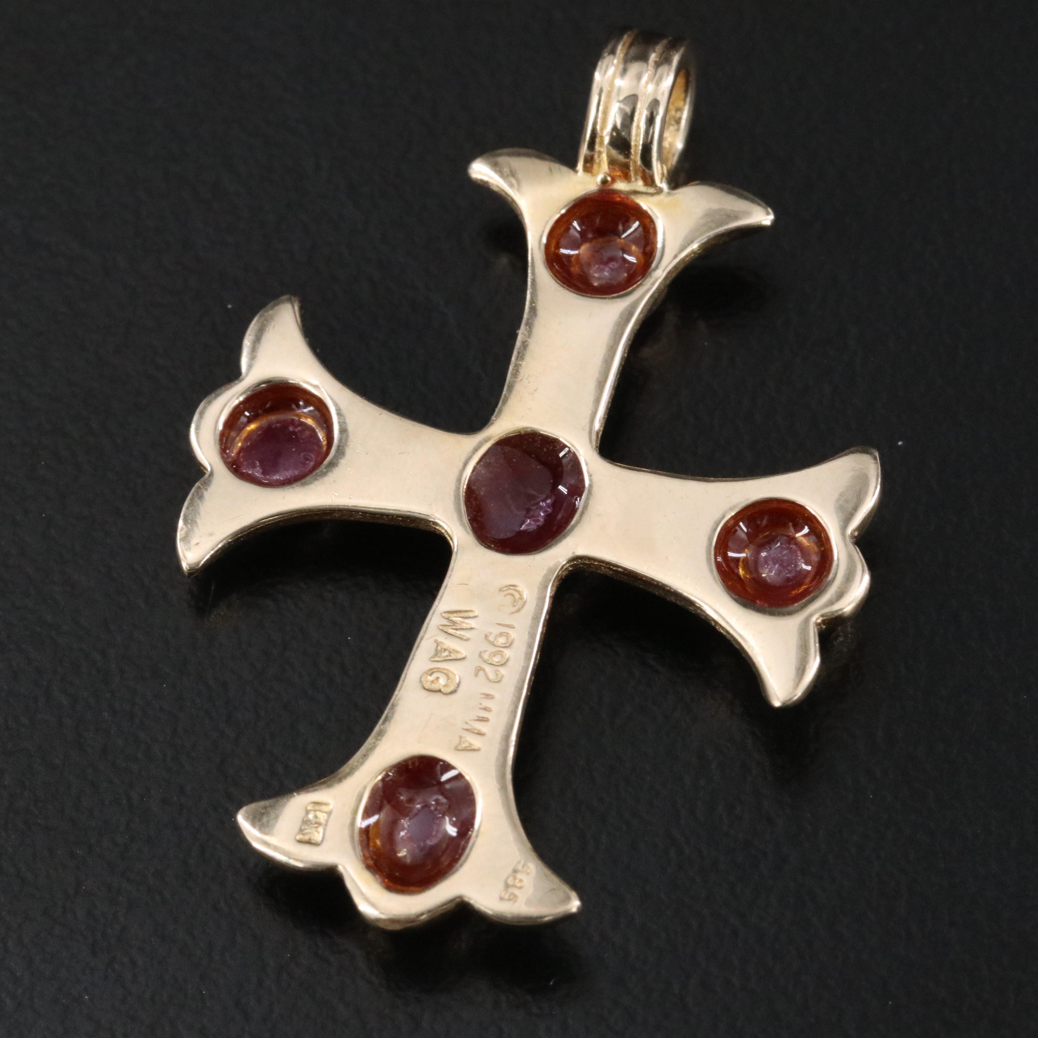 14K Ruby Accented Cross Pendant
