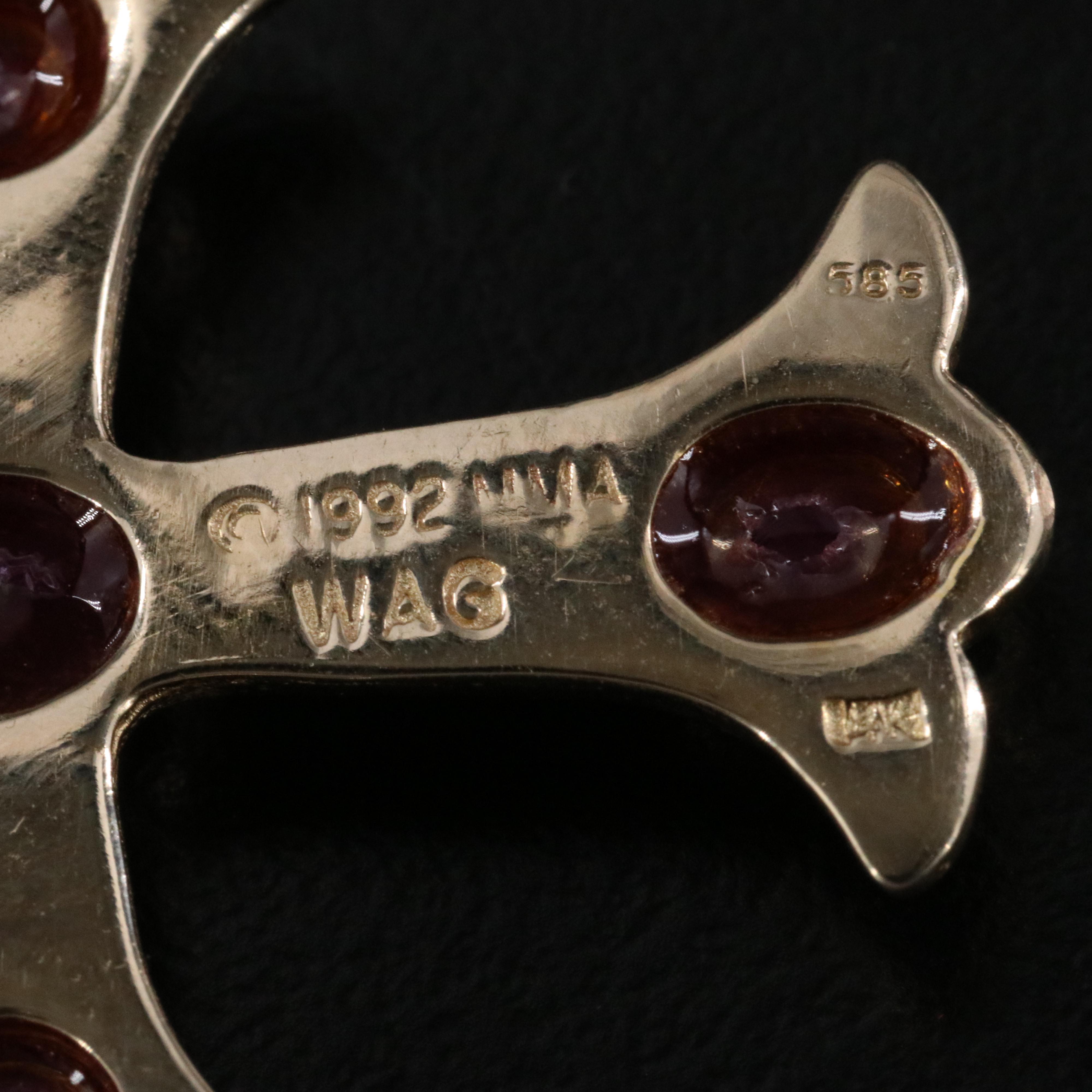 14K Ruby Accented Cross Pendant