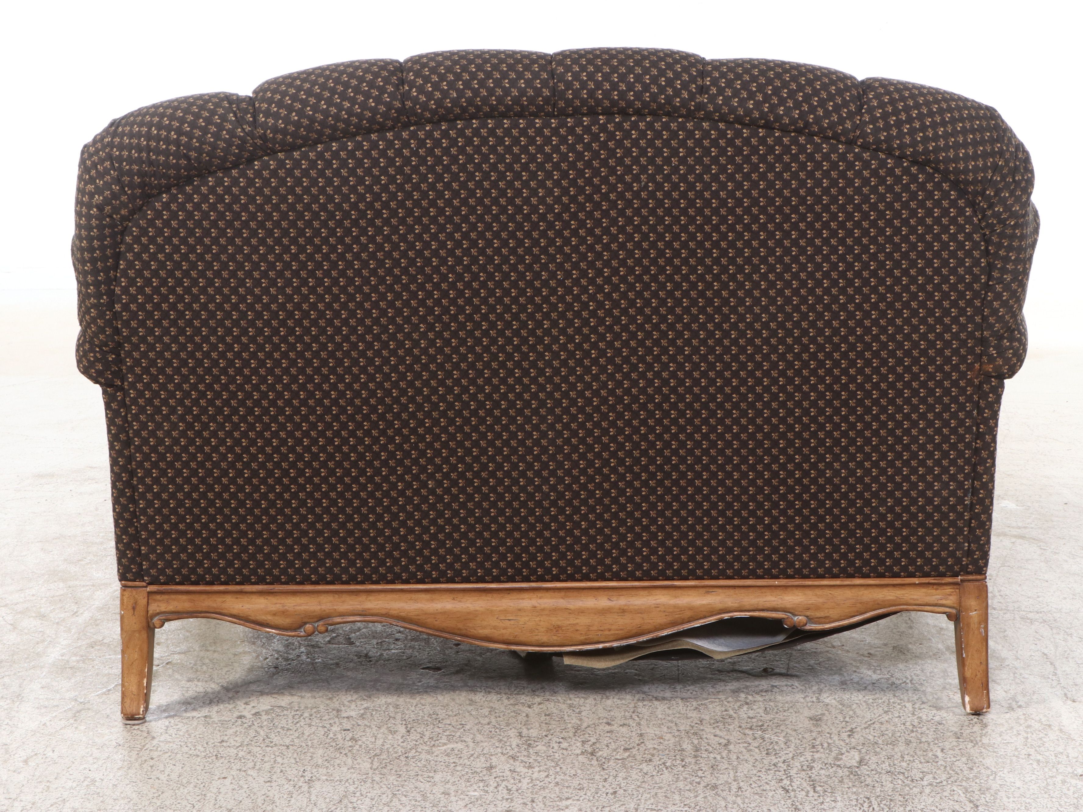 Schnadig French Provincial Style Button-Tufted Fabric Upholstered Loveseat