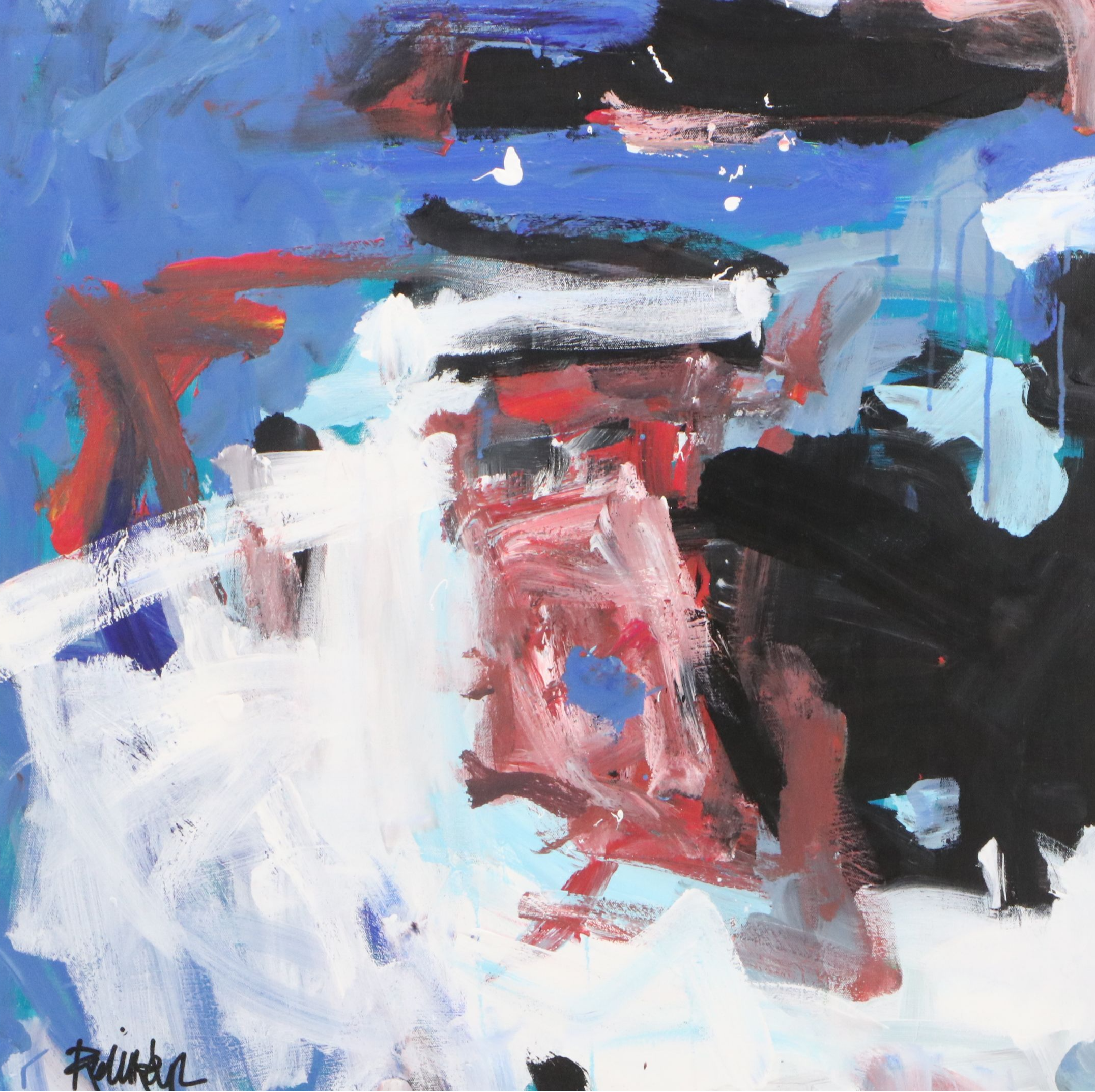 Robbie Kemper Abstract Acrylic Painting "Snow Capped," 21st Century