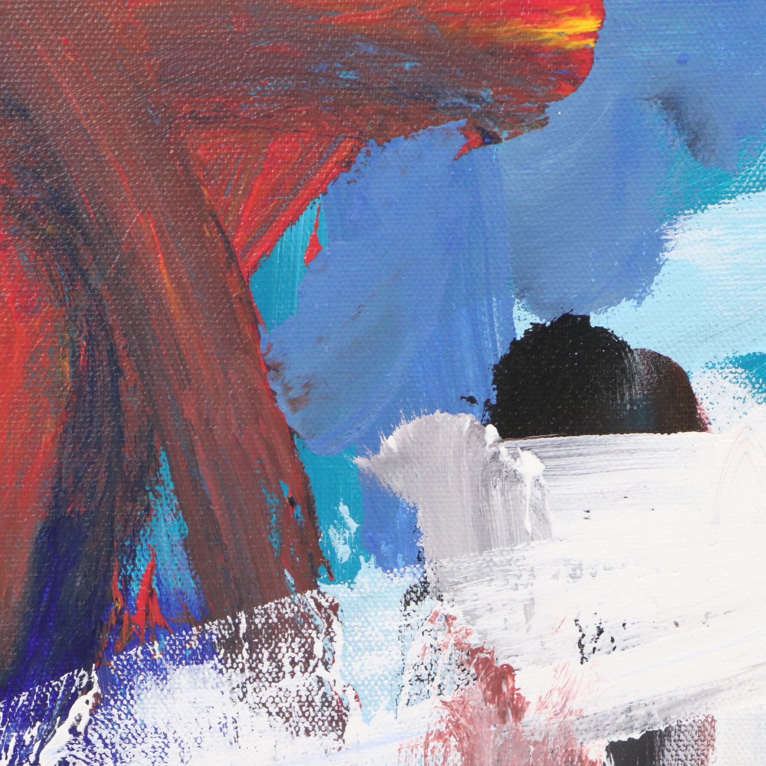 Robbie Kemper Abstract Acrylic Painting "Snow Capped," 21st Century