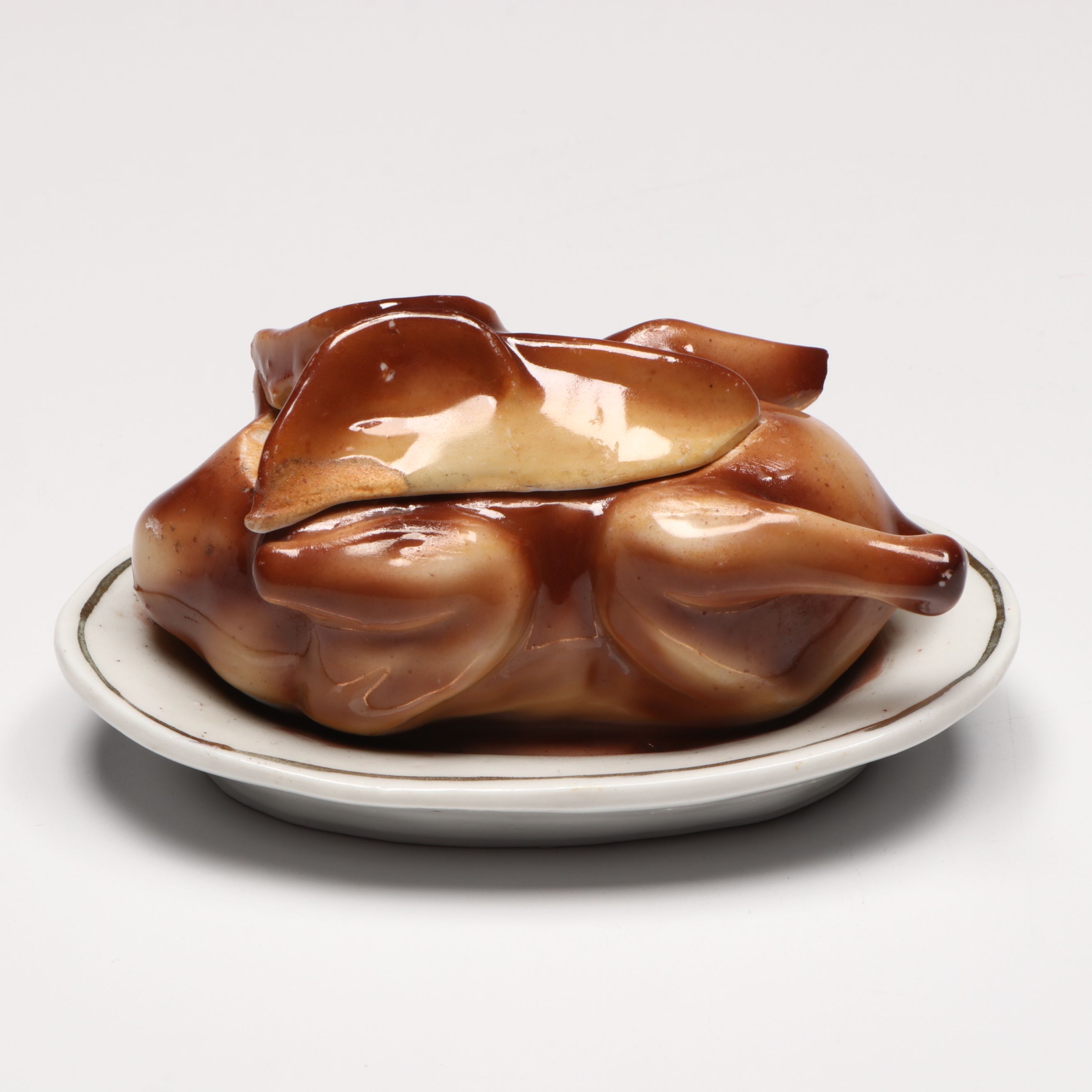 Novelty Turkey Salt Cellar with Turkey Candy Container and Doll Silverware