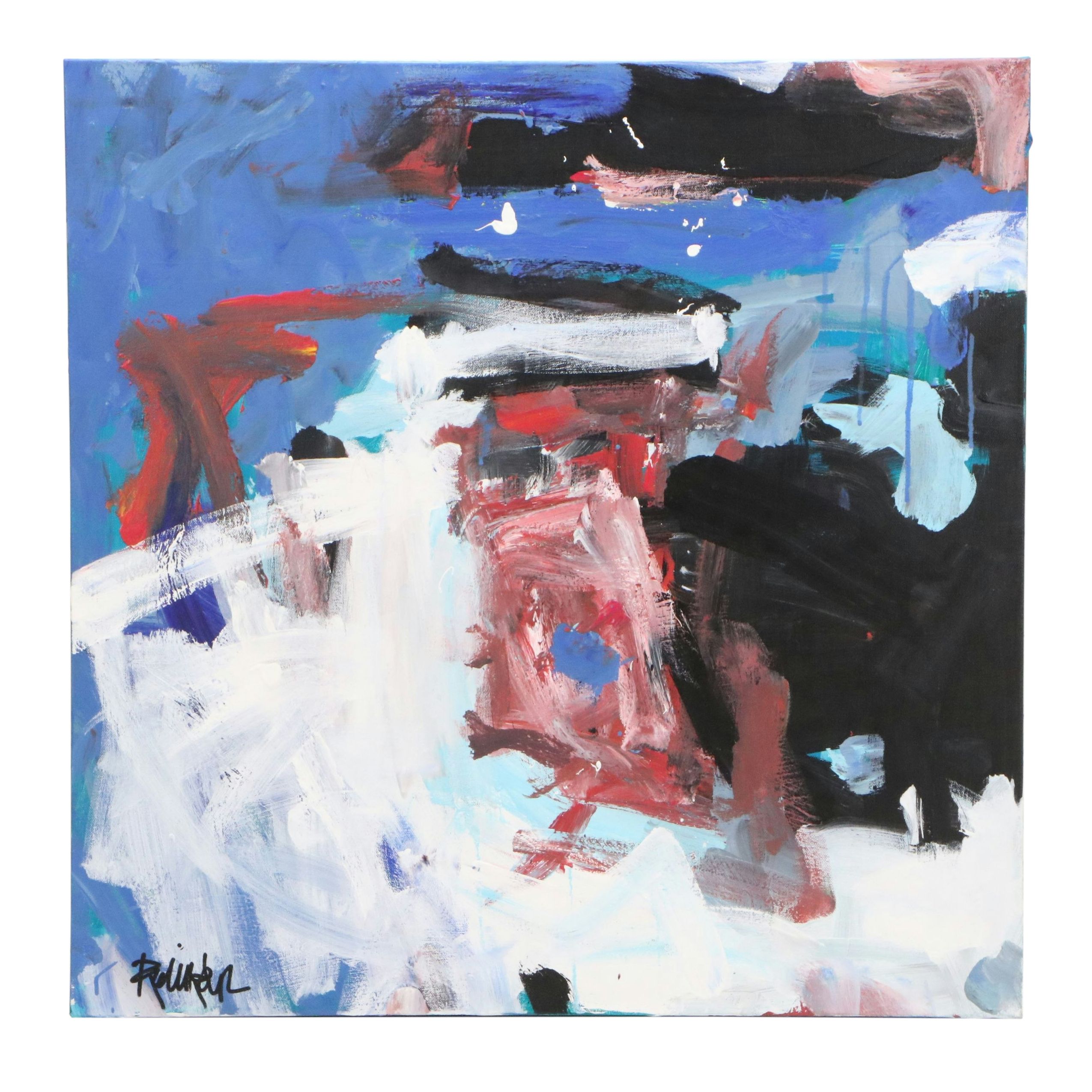 Robbie Kemper Abstract Acrylic Painting "Snow Capped," 21st Century