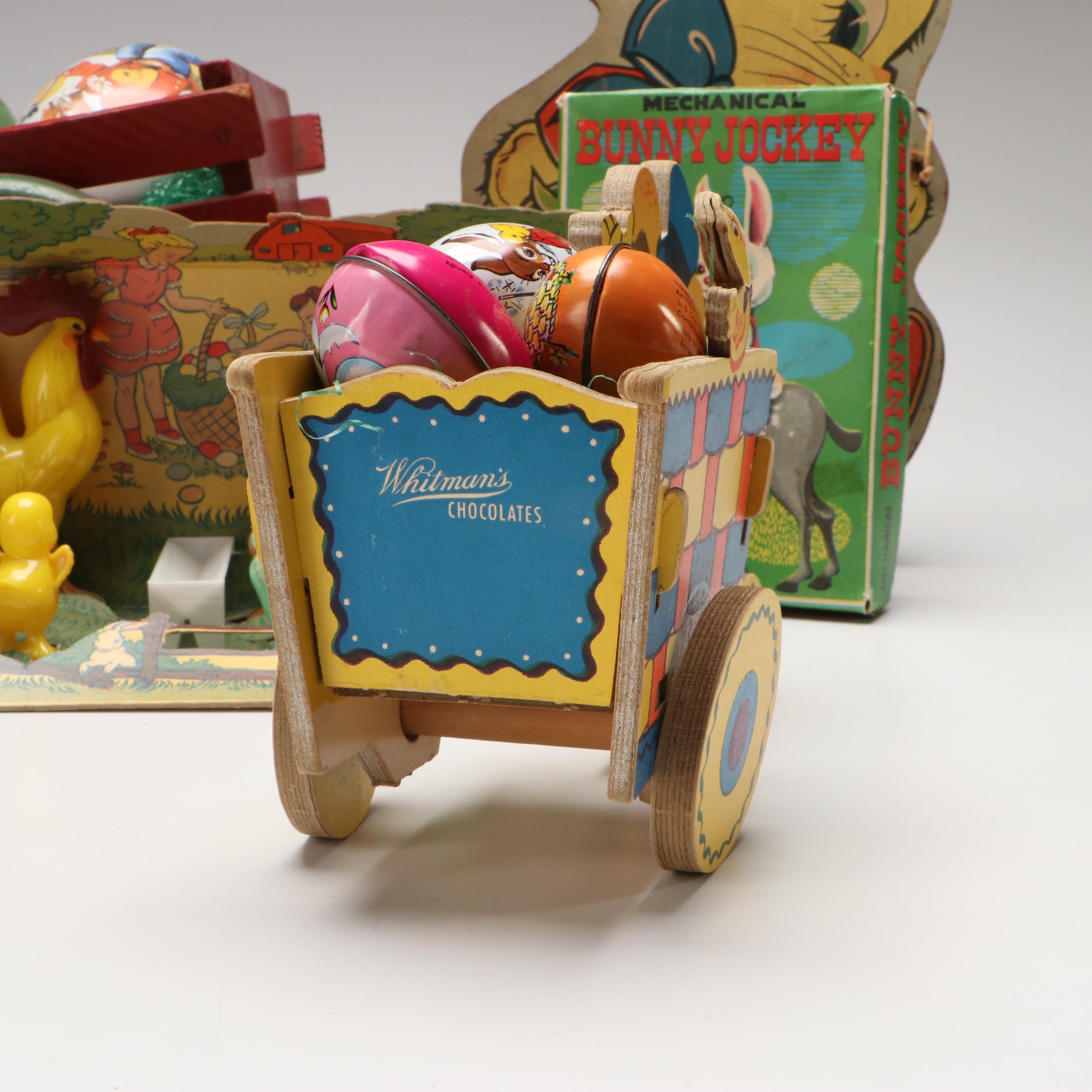 Bunny Jockey Wind-Up Toy with Other Easter Décor and Collectibles