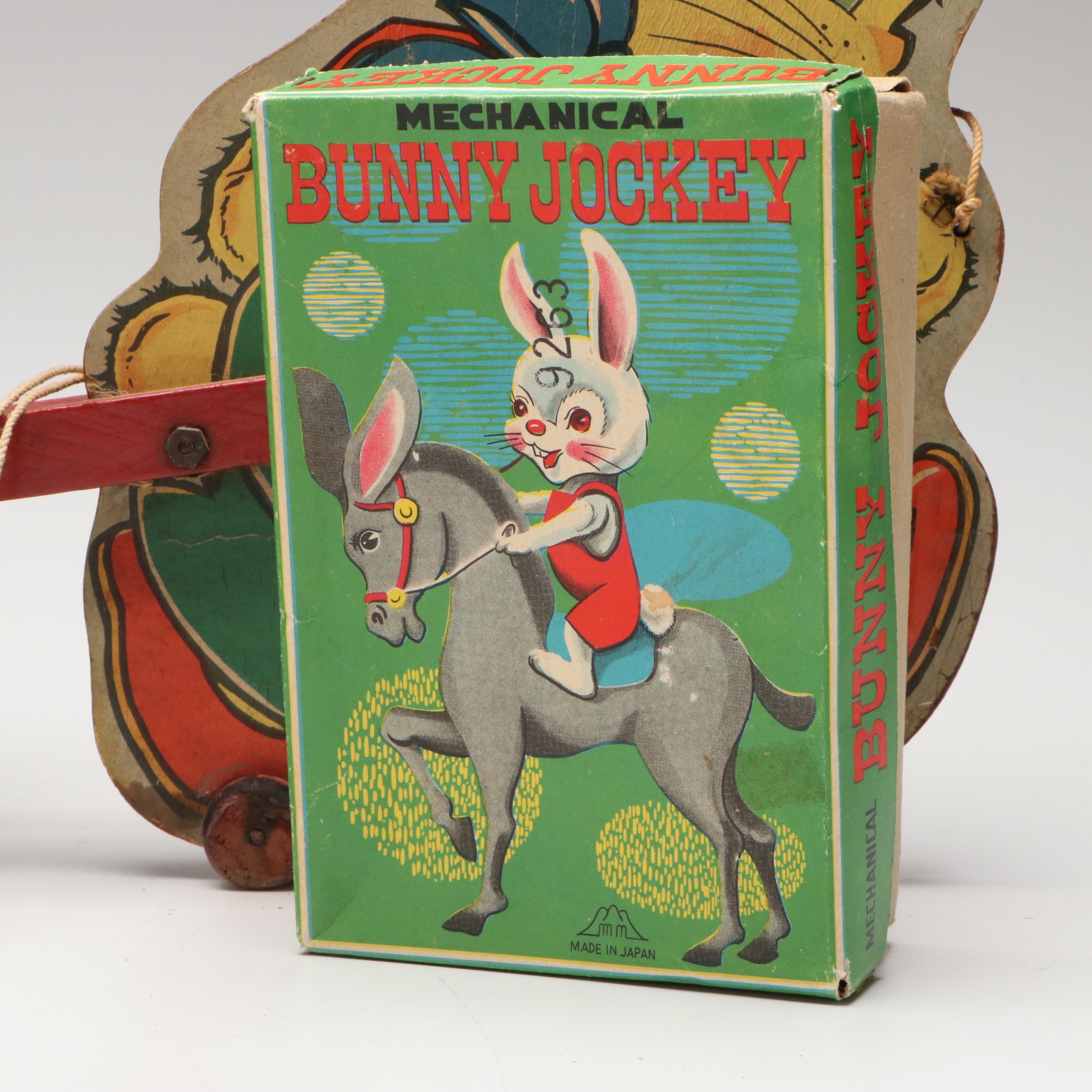 Bunny Jockey Wind-Up Toy with Other Easter Décor and Collectibles