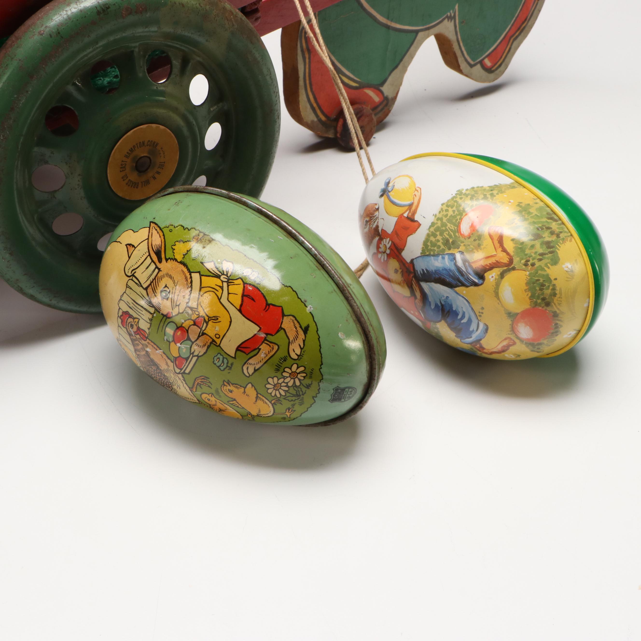 Bunny Jockey Wind-Up Toy with Other Easter Décor and Collectibles