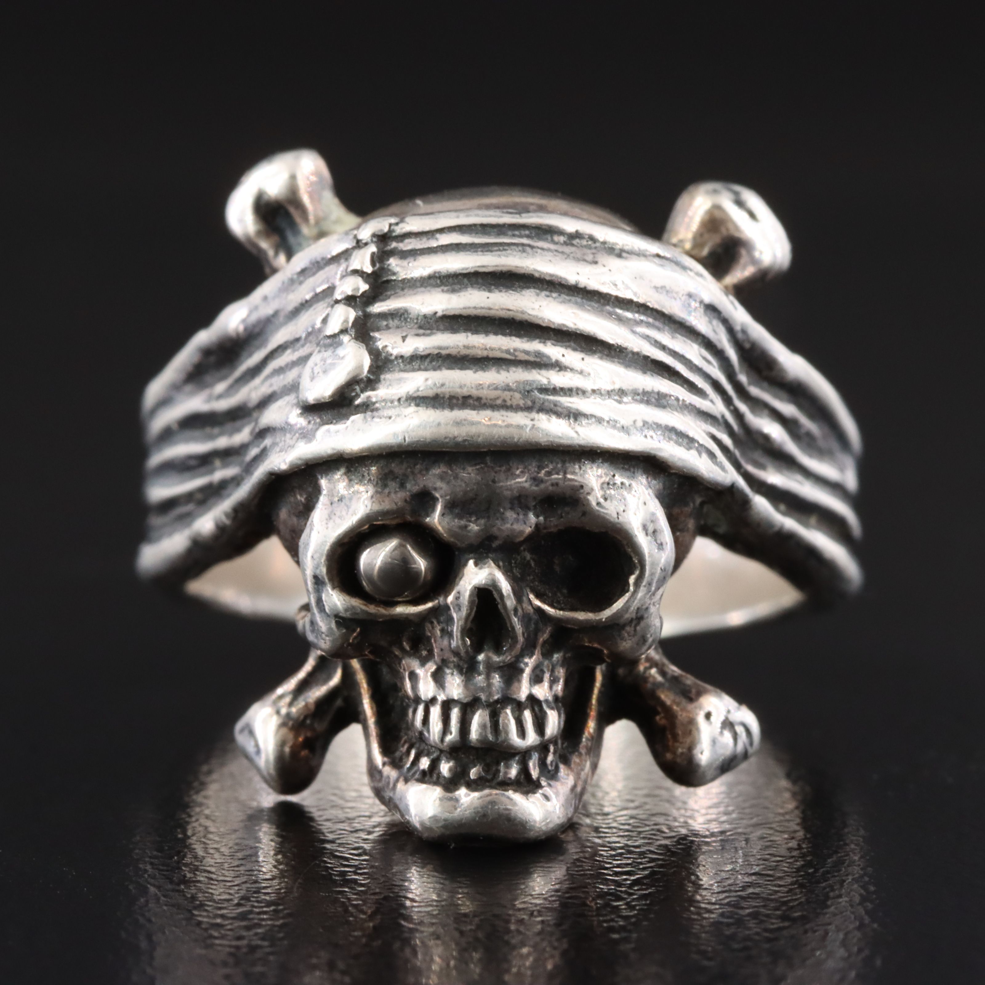 Sterling Pirate Skull Ring