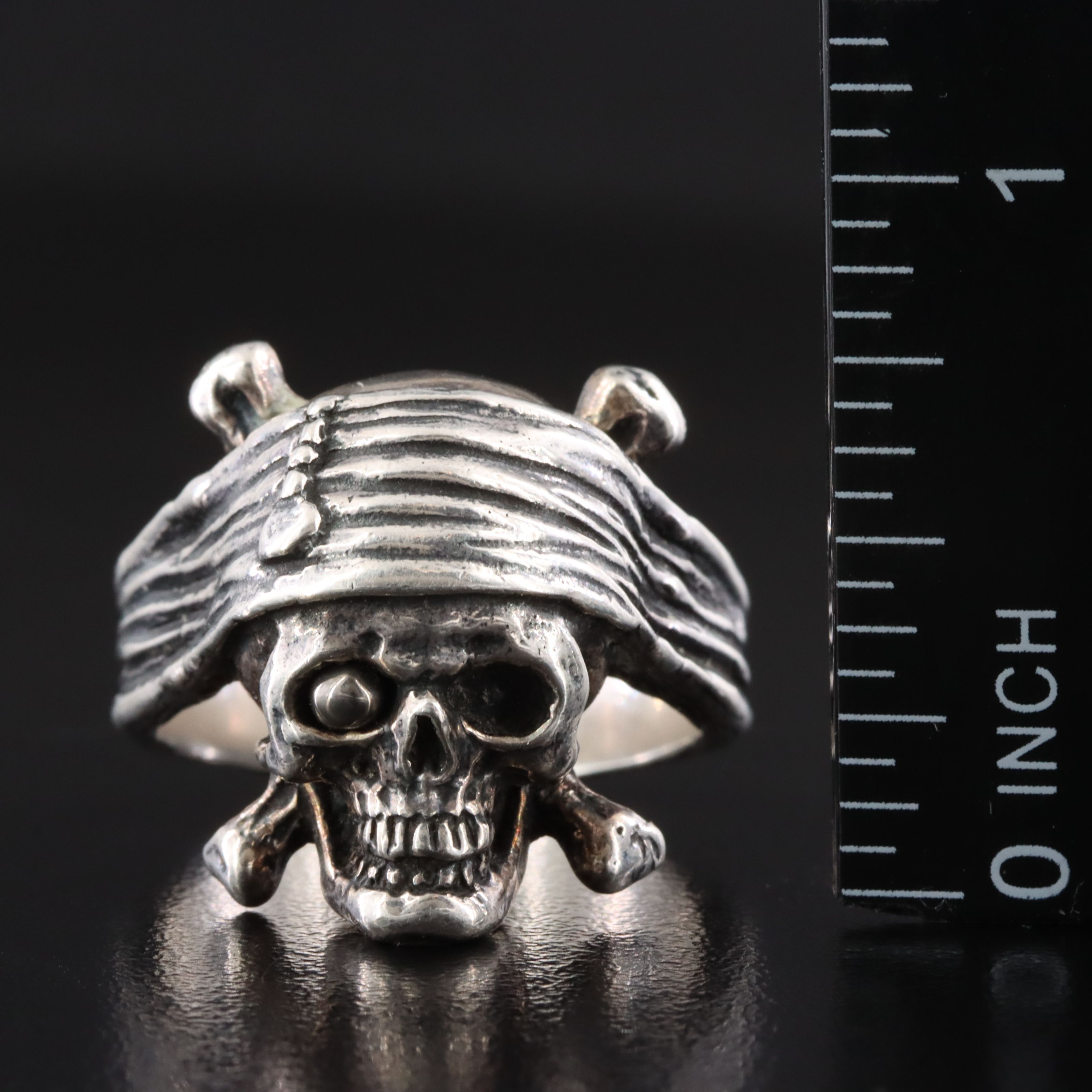 Sterling Pirate Skull Ring