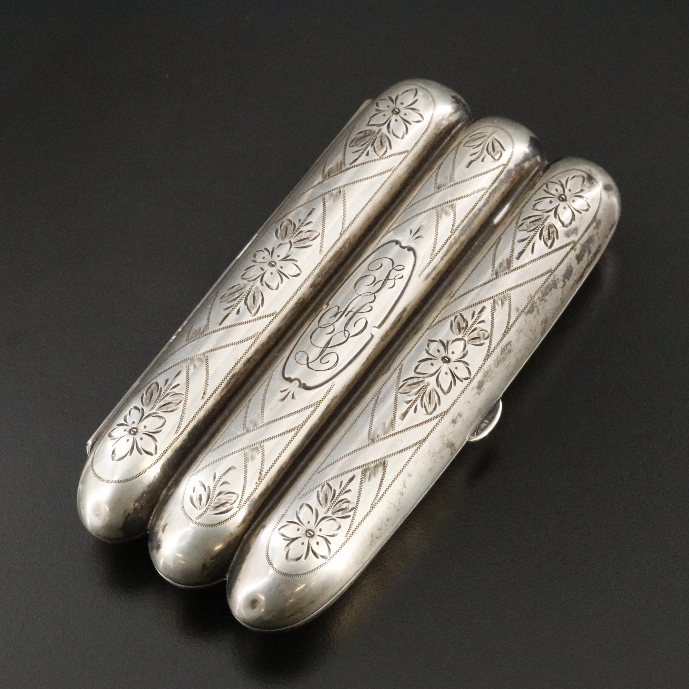 Engraved Sterling Silver Monogrammed Cigar Case