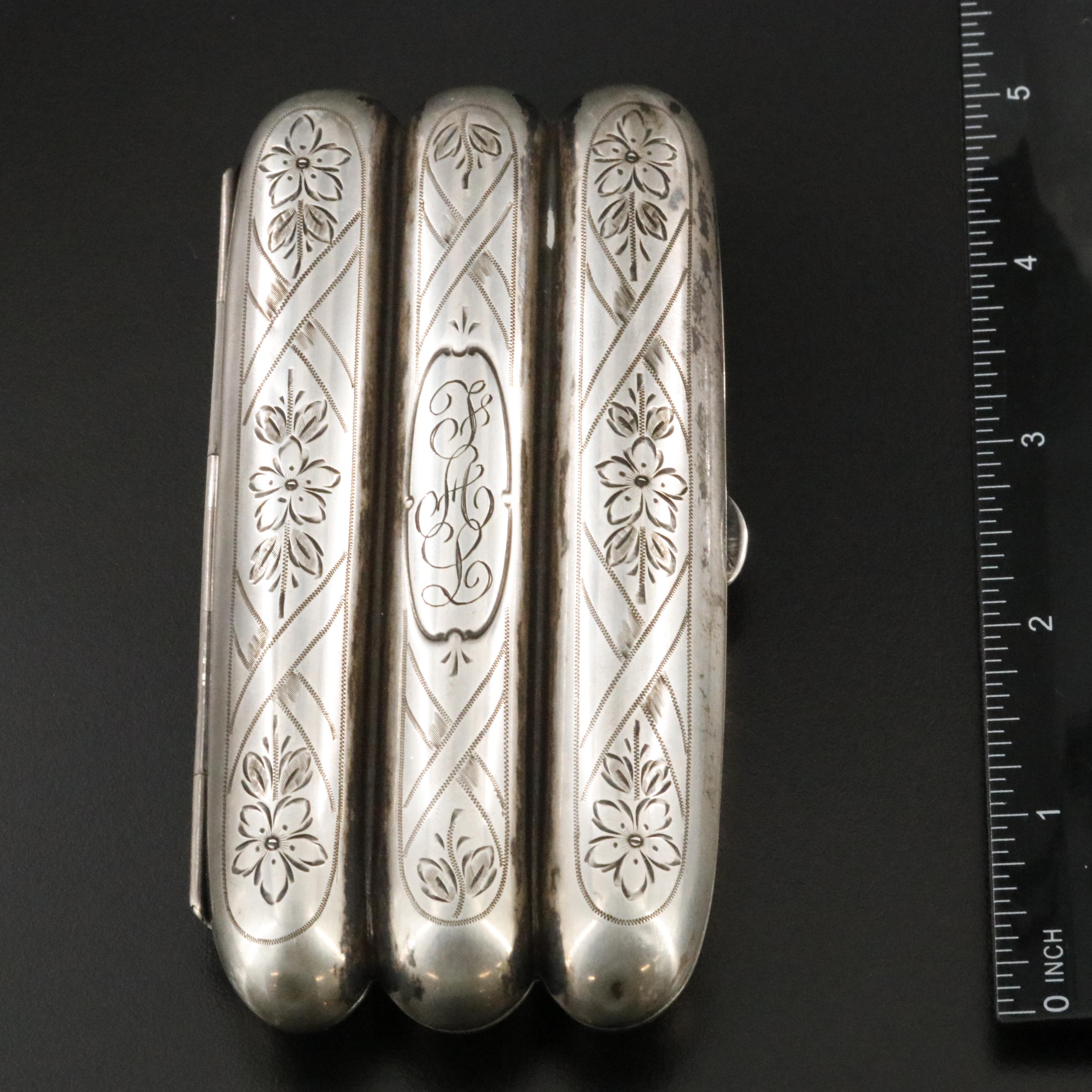 Engraved Sterling Silver Monogrammed Cigar Case