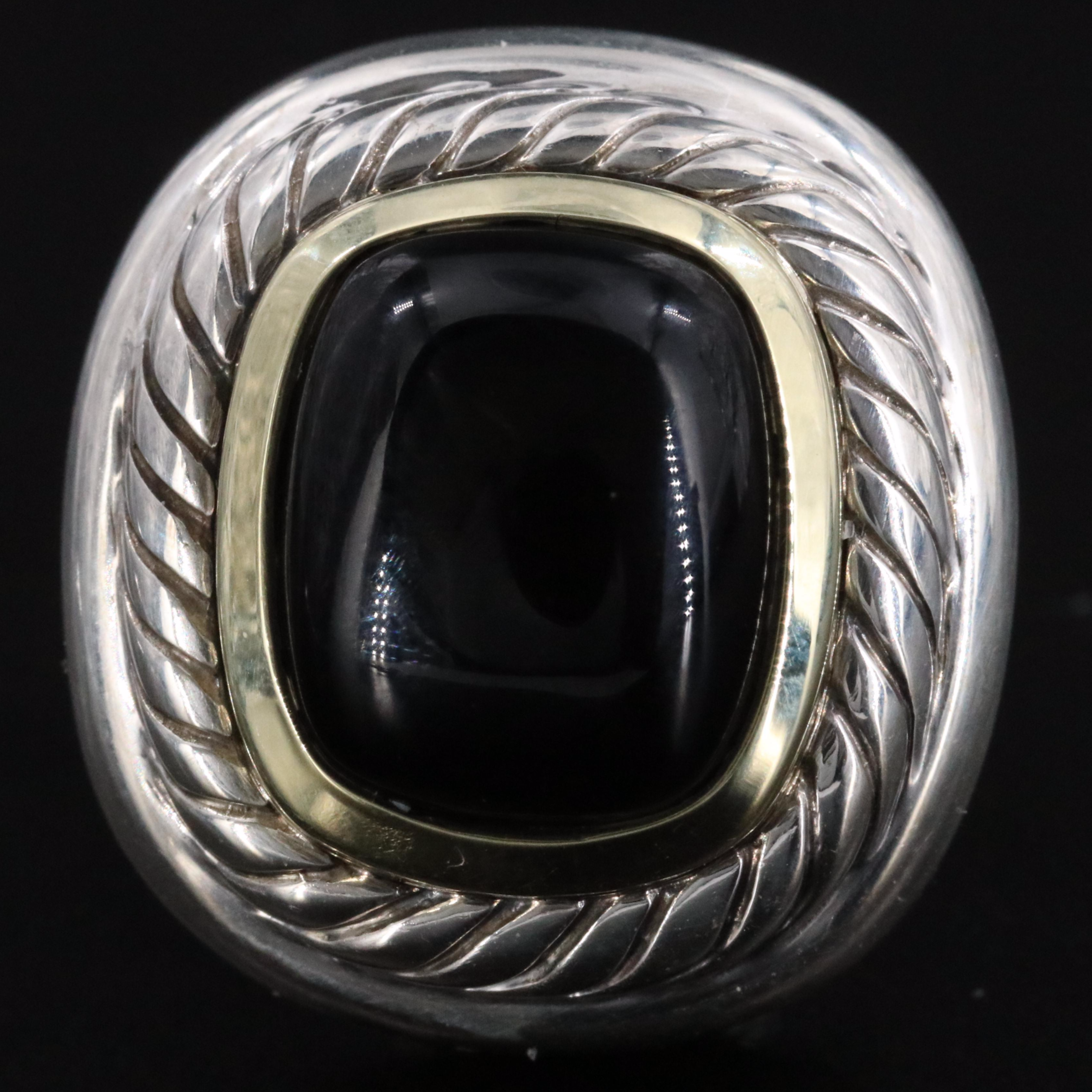 David Yurman Albion Sterling and Black Onyx Earrings with 14K Accents