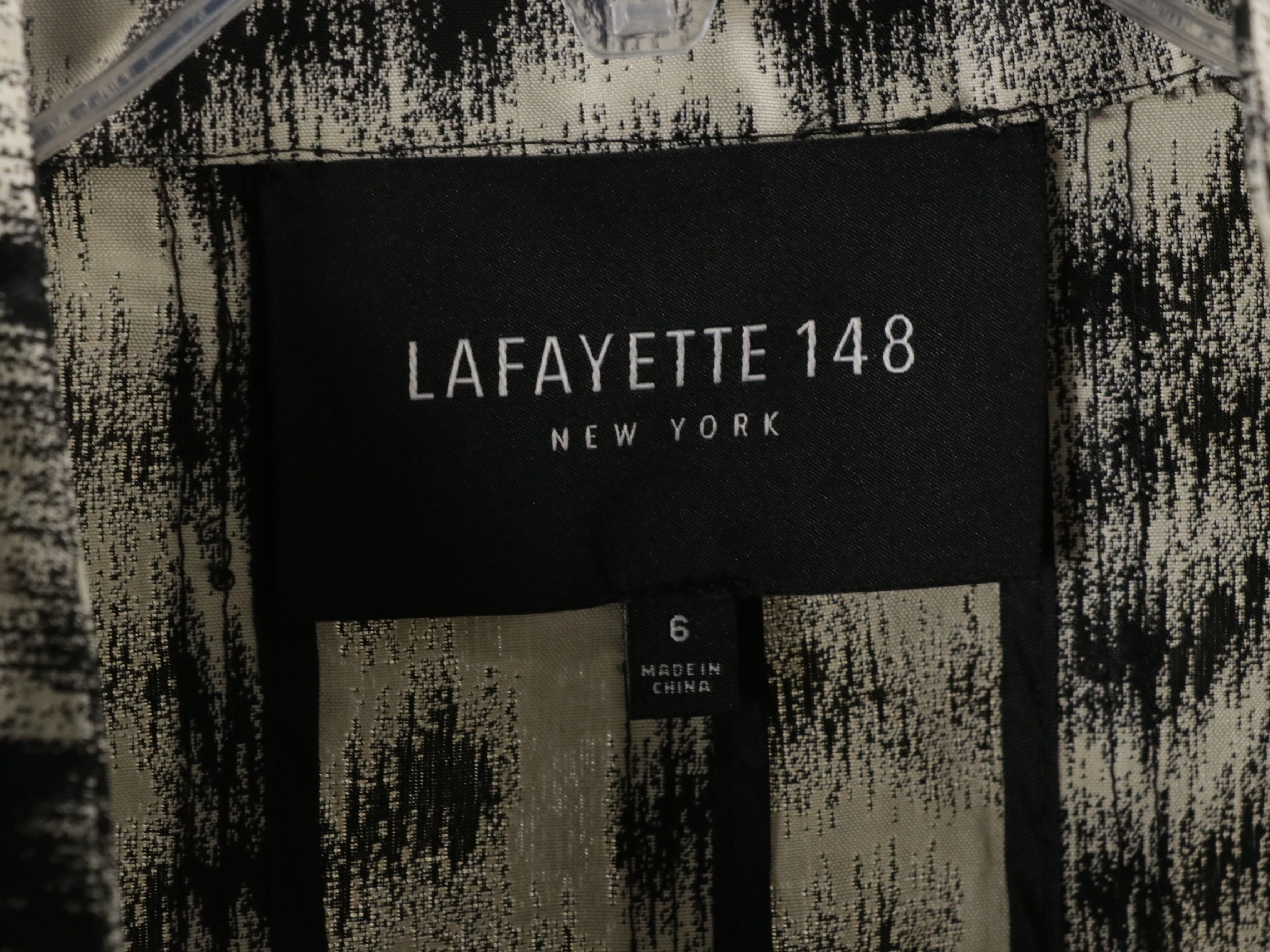 Lafayette 148 Printed Jacket, Trina Turk Ruched Midi Dress, and Per Se Skirt