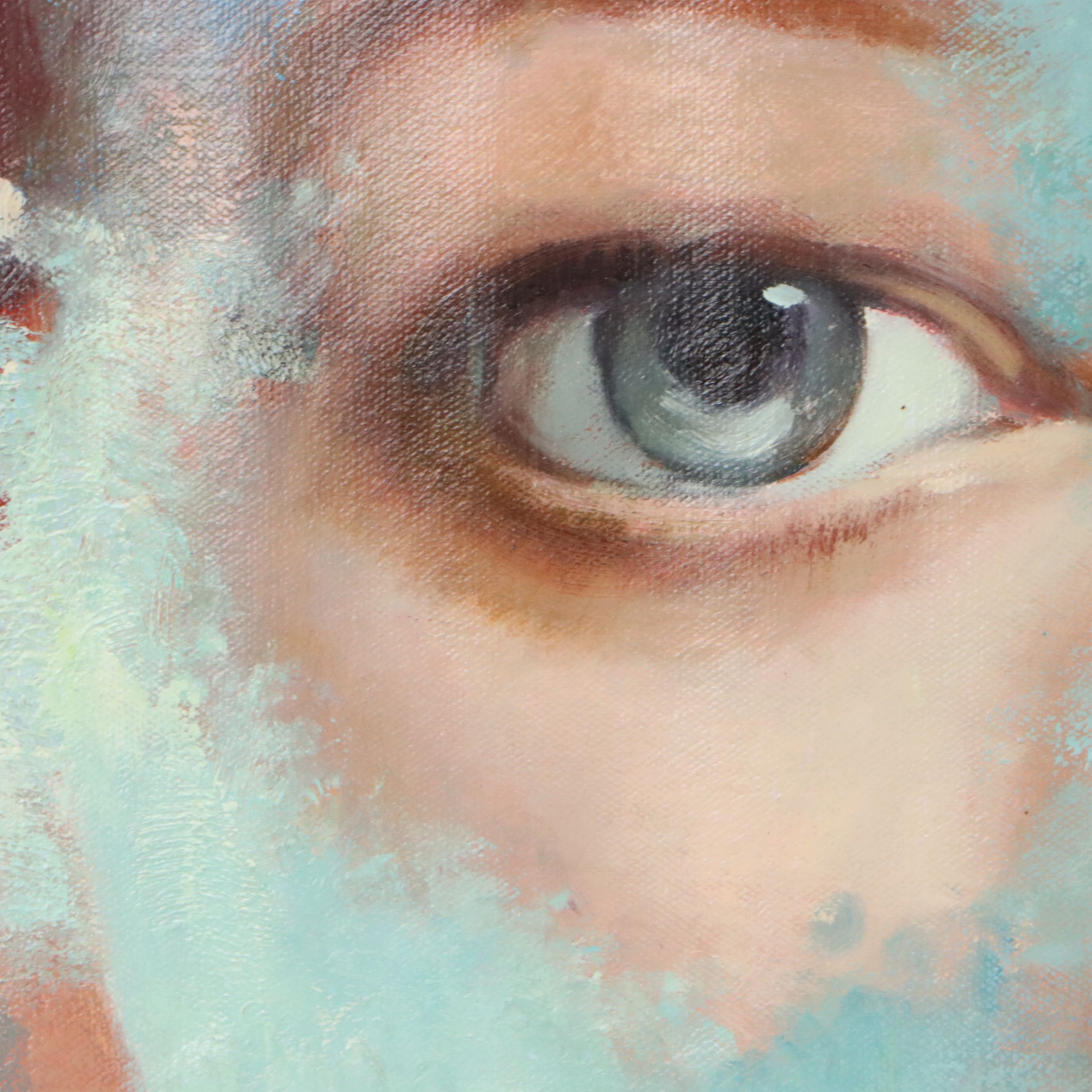 N. Ming Portrait Oil Painting of Woman, 21st Century