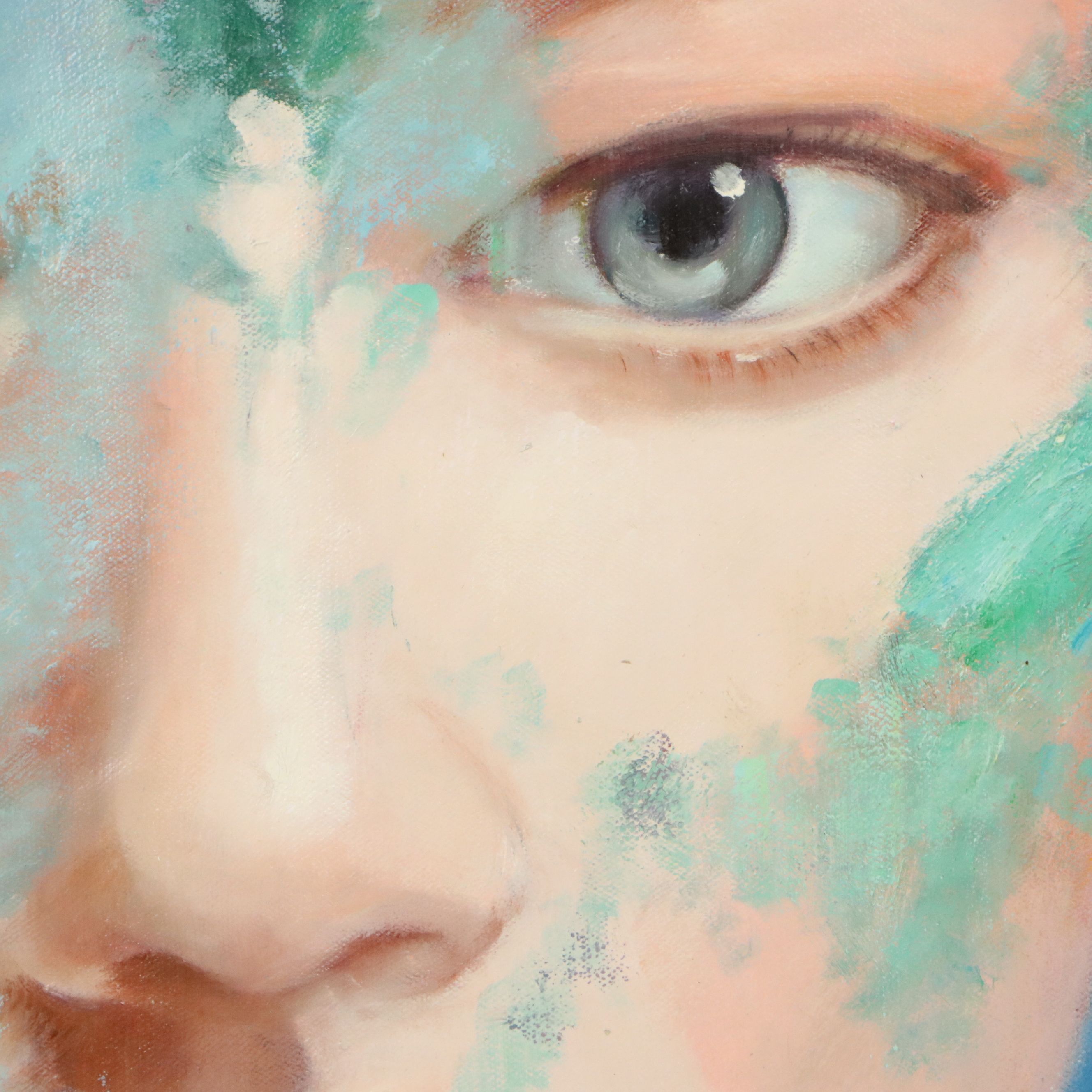 N. Ming Portrait Oil Painting of Woman, 21st Century