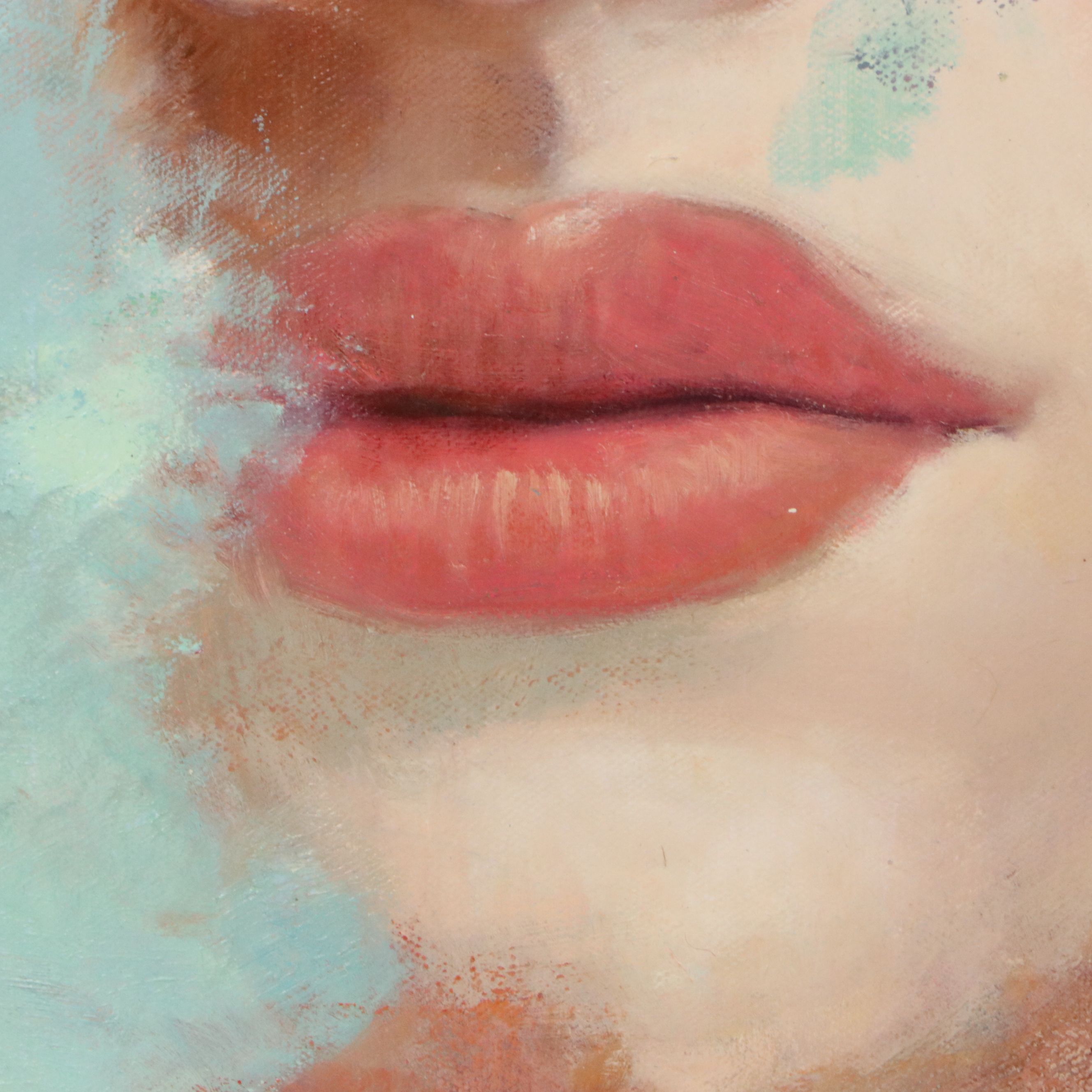 N. Ming Portrait Oil Painting of Woman, 21st Century