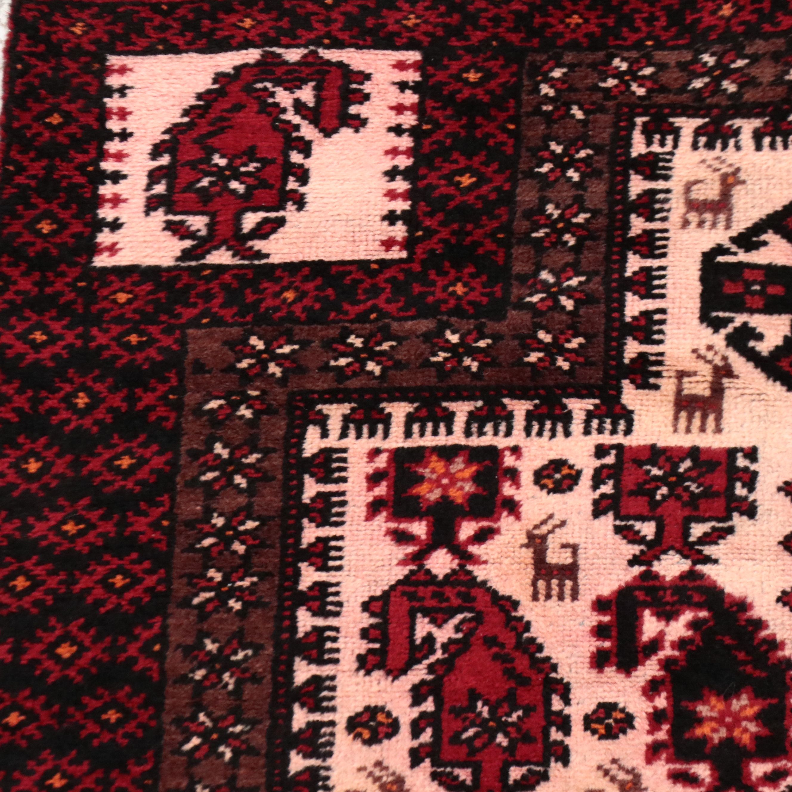 3'8 x 6'8 Hand-Knotted Afghan Baluch Prayer Rug