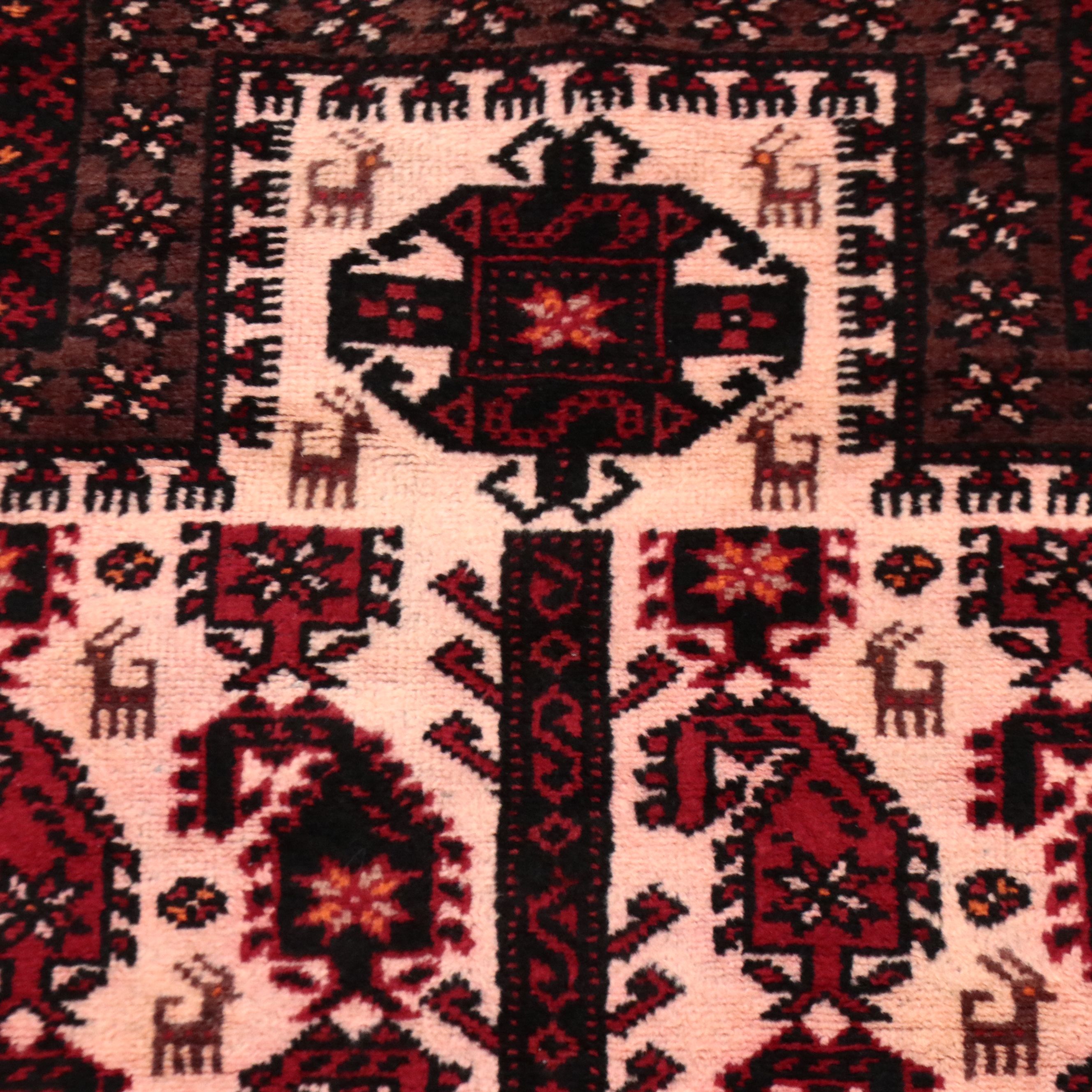 3'8 x 6'8 Hand-Knotted Afghan Baluch Prayer Rug