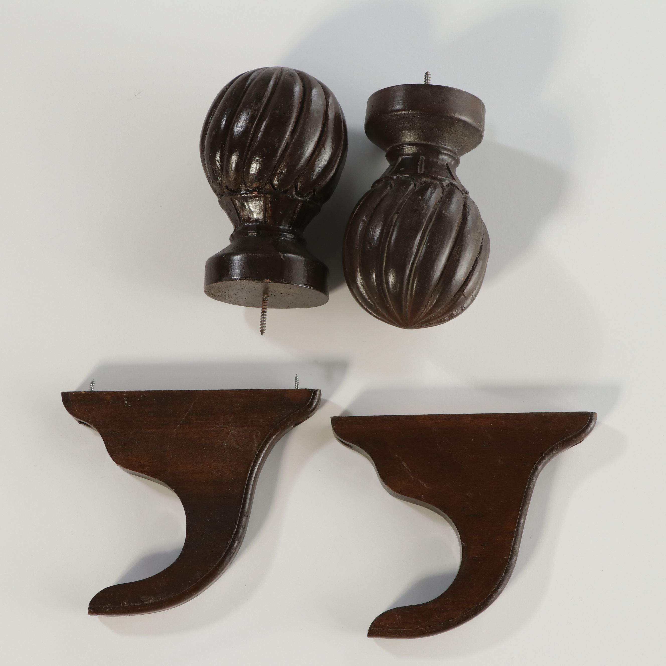 Victorian Style Barley Twist Curtain Rod with Wall Brackets and Finials