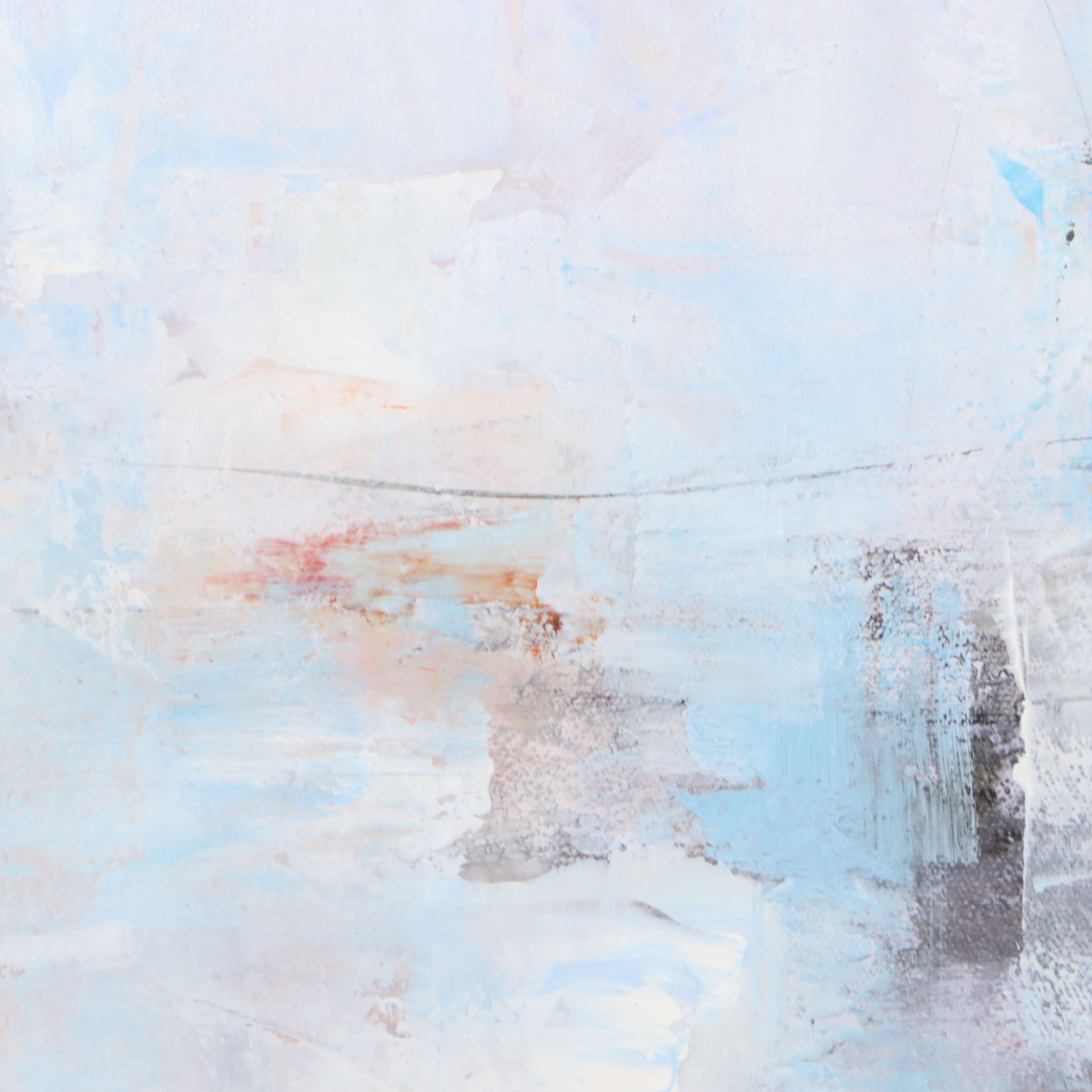 Ziti Abstract Oil Painting in Light Blue, 21st Century