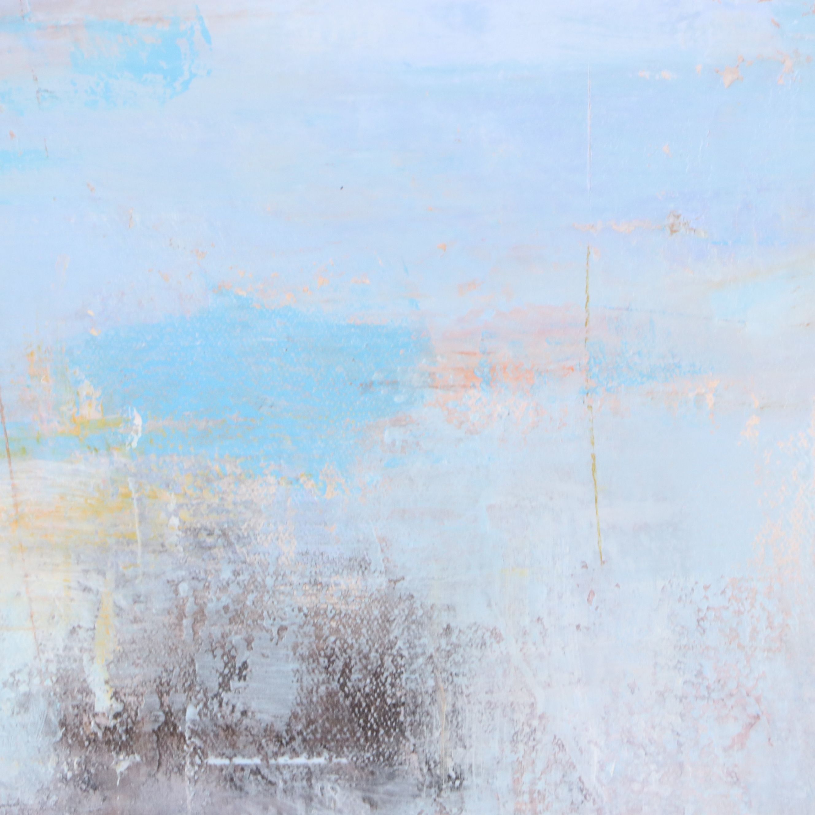 Ziti Abstract Oil Painting in Light Blue, 21st Century