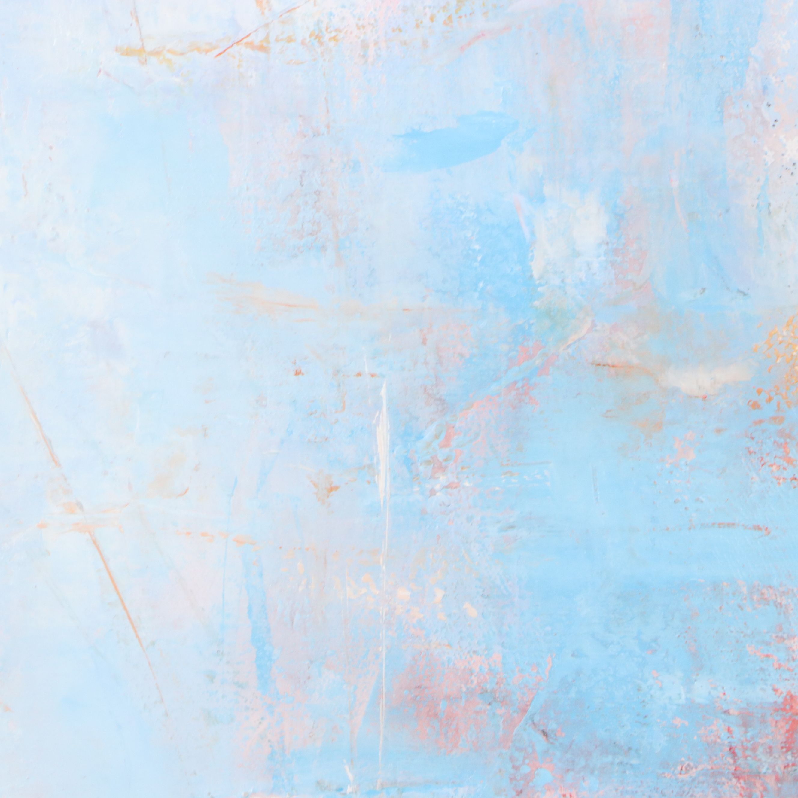 Ziti Abstract Oil Painting in Light Blue, 21st Century