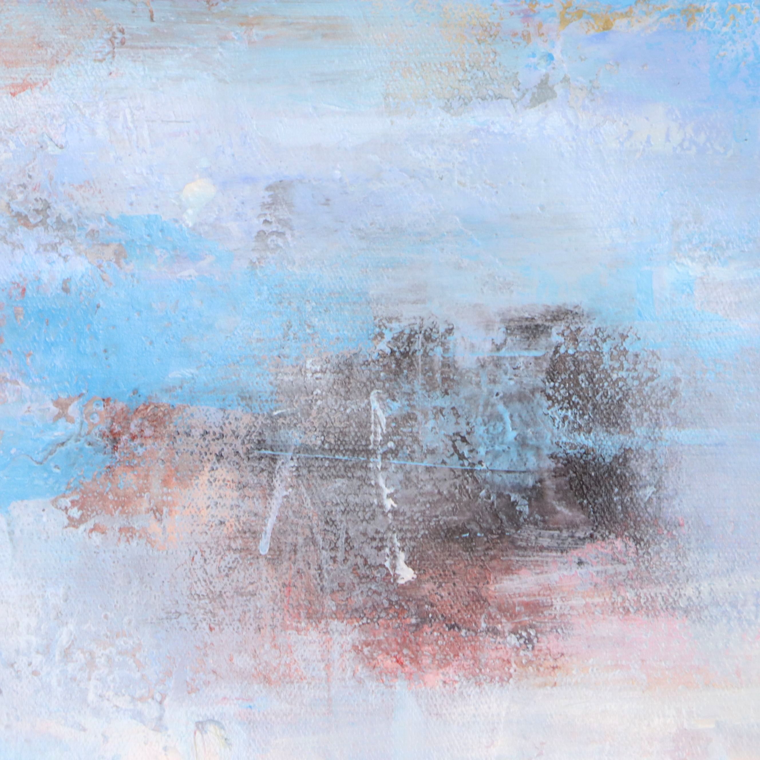 Ziti Abstract Oil Painting in Light Blue, 21st Century